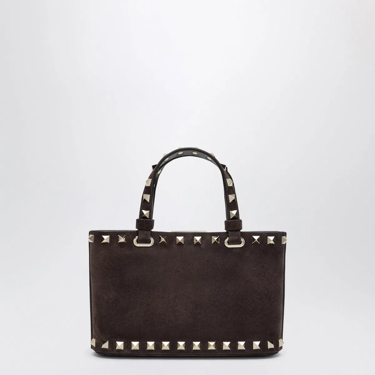 Valentino Garavani Rockstud Mini Shopping Bag In Brown Sued