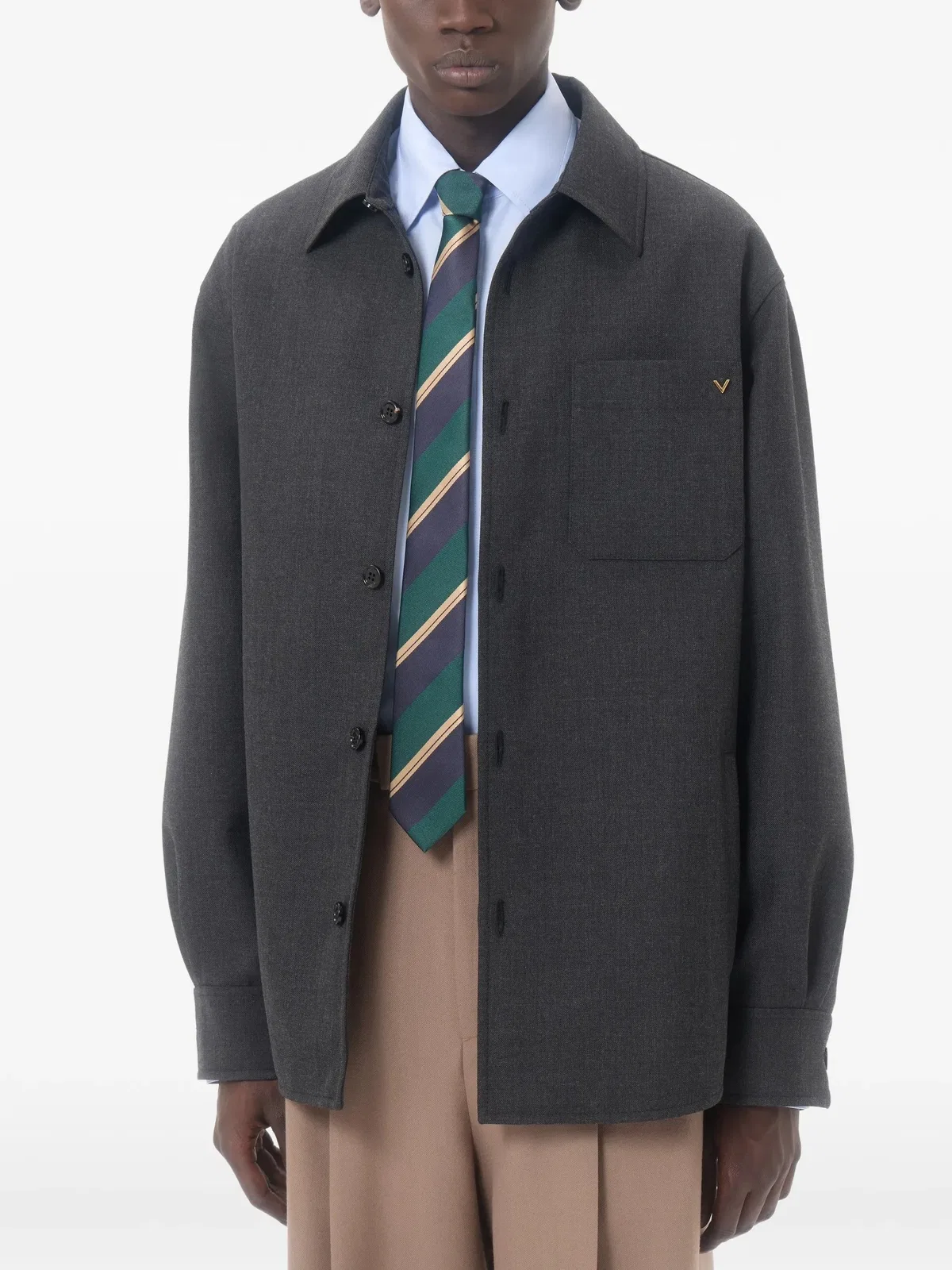 Valentino Garavani Valentie Jacquard Regimental Silk Tie