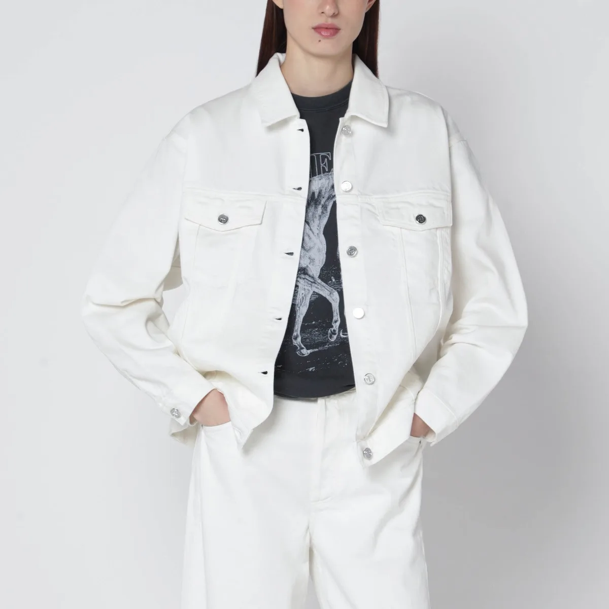 Anine bing Ecru Organic Denim Jacket