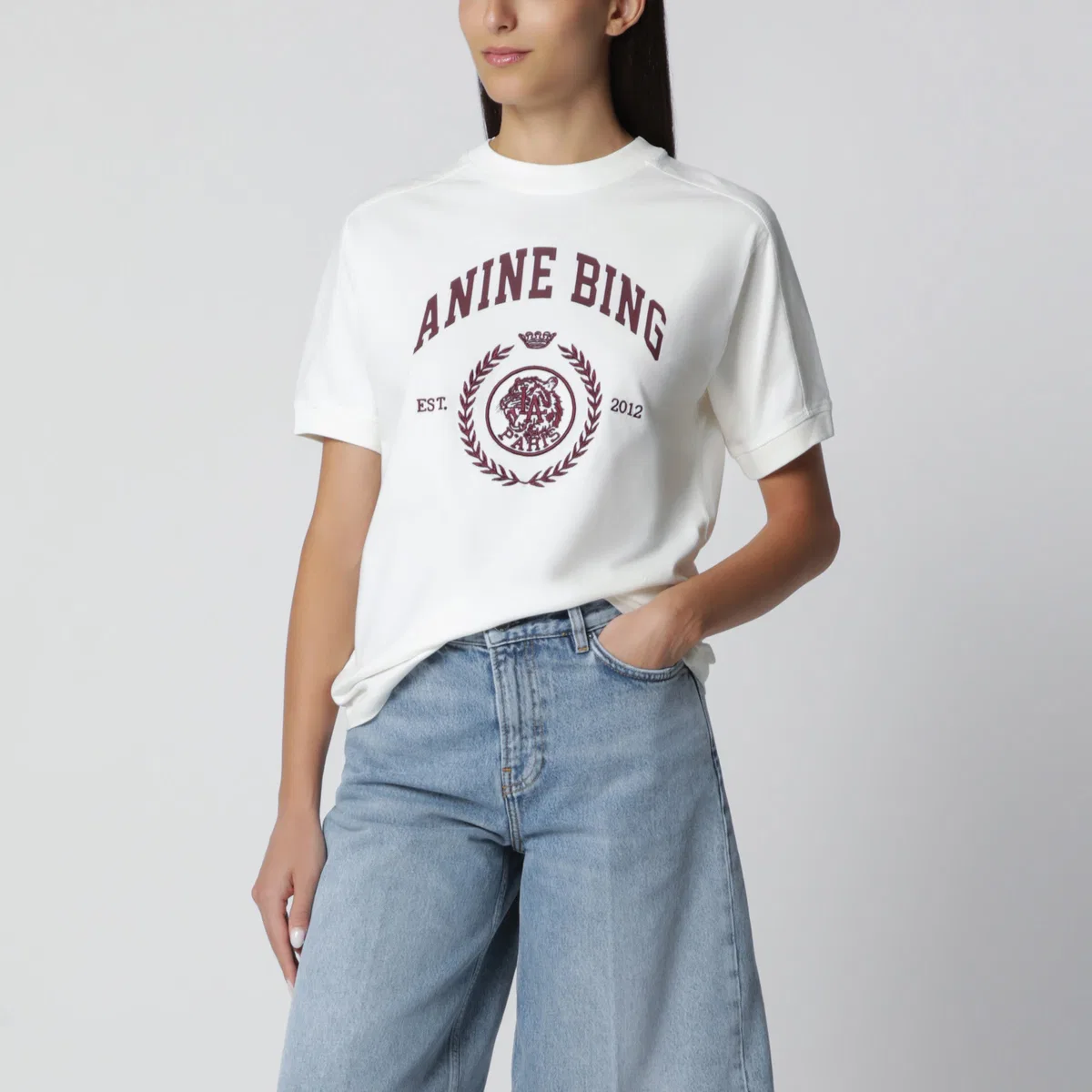 Anine bing Cream Logo-Print T-Shirt