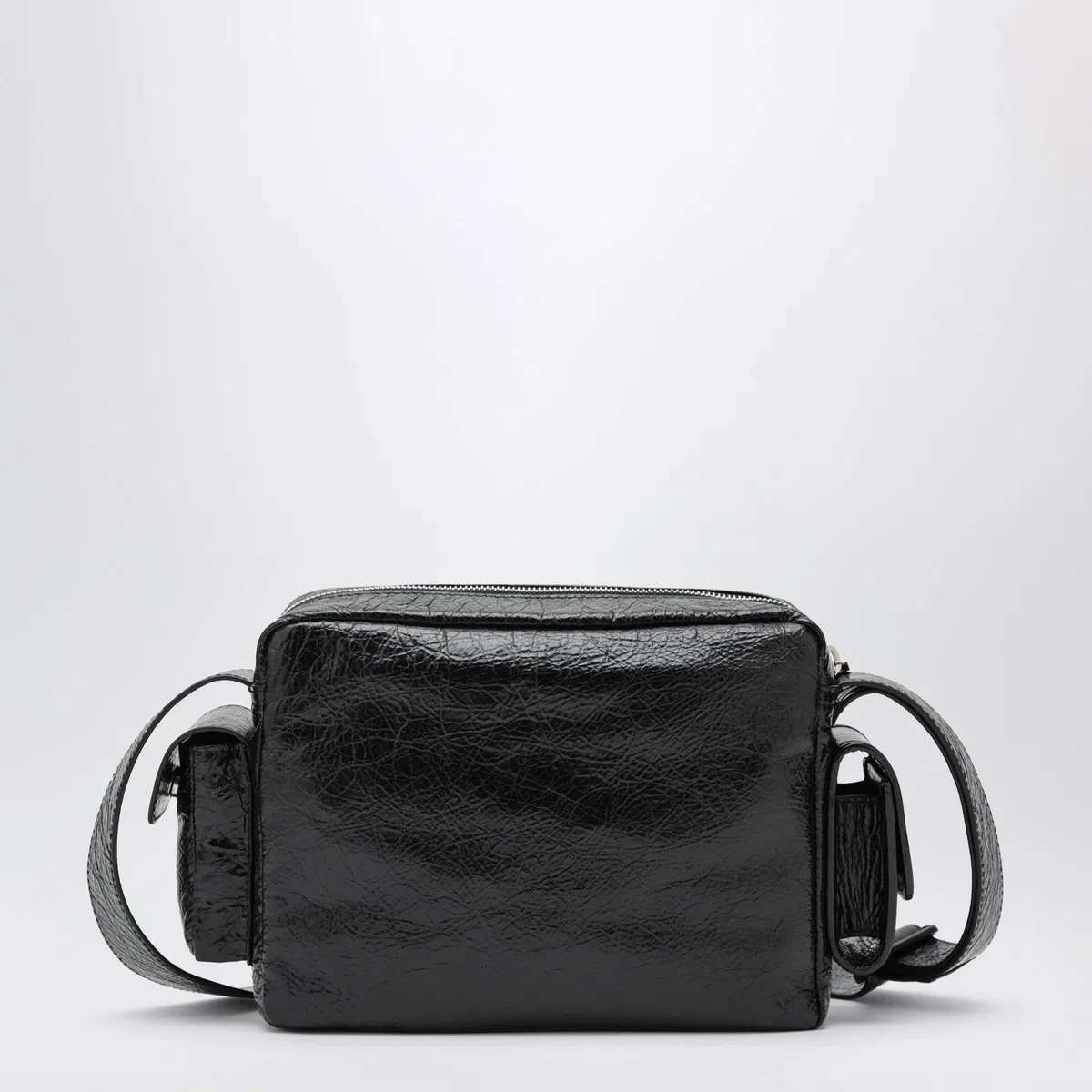Balenciaga Superbusy Camera Bag In Black Arena Lamb