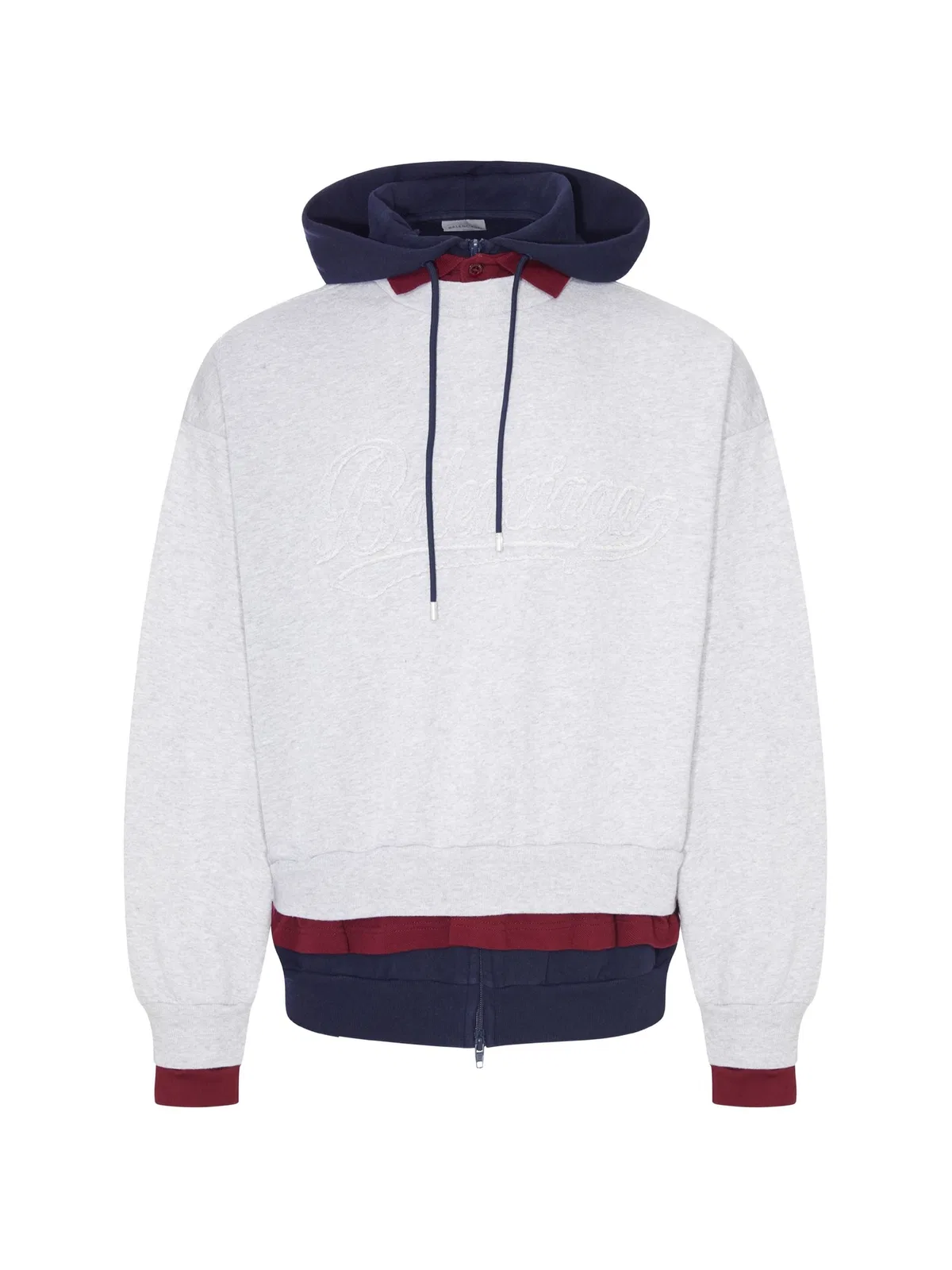 Balenciaga Layered Frayed-Lettering Hoodie