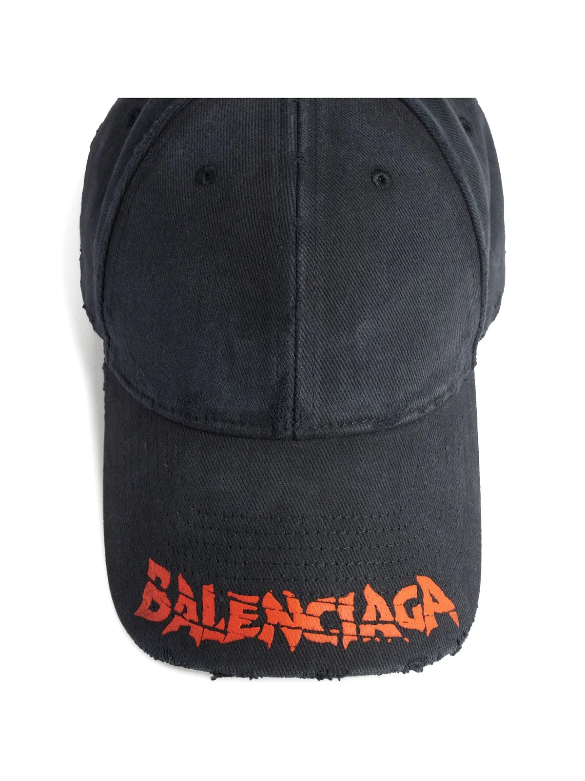 Balenciaga Logo-Print Distressed Baseball Cap