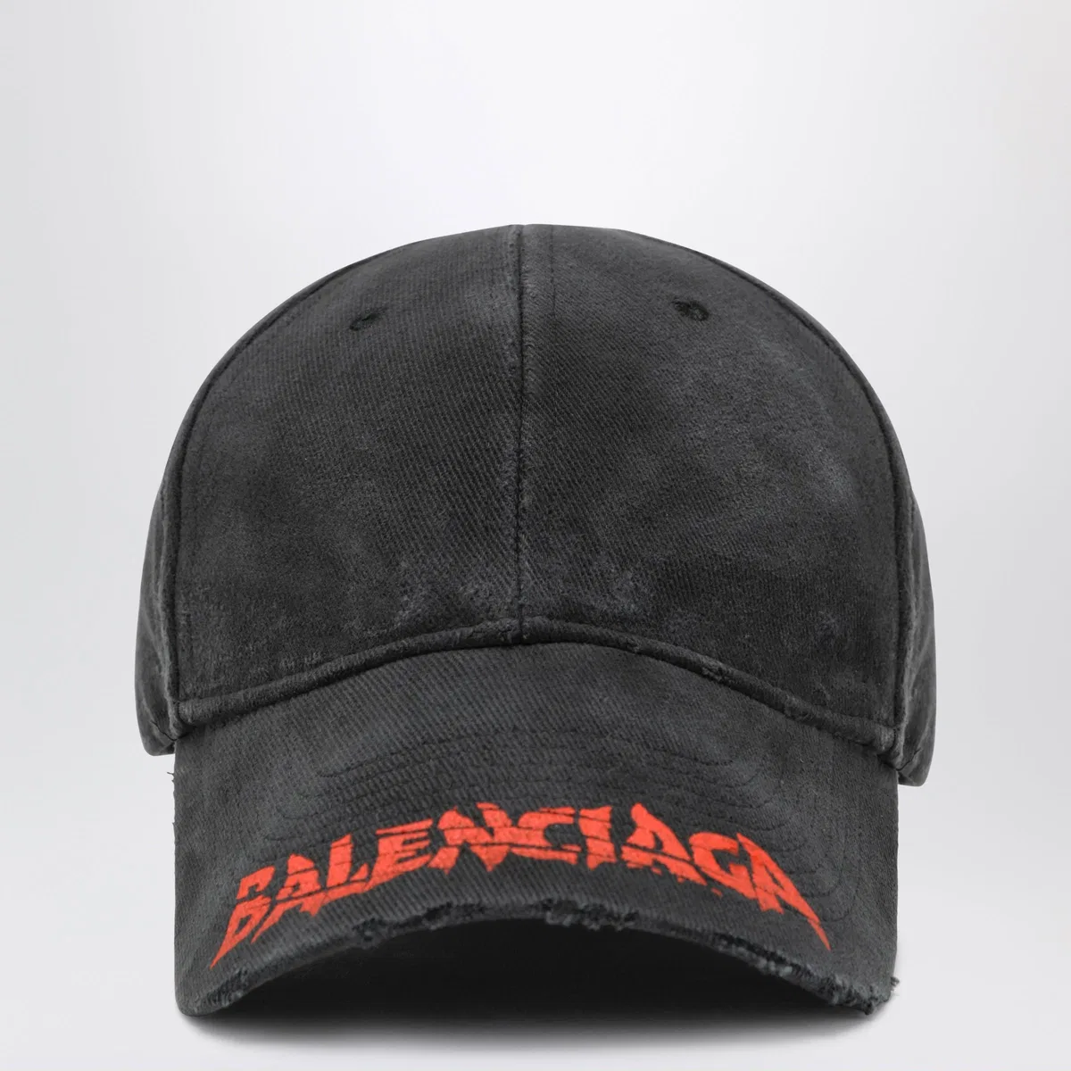 Balenciaga Black Cotton Drill Baseball Cap With Log