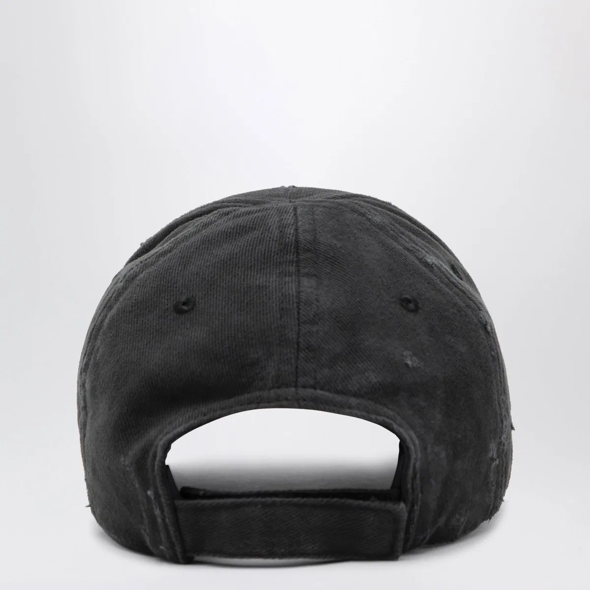 Balenciaga Black Cotton Drill Baseball Cap With Log