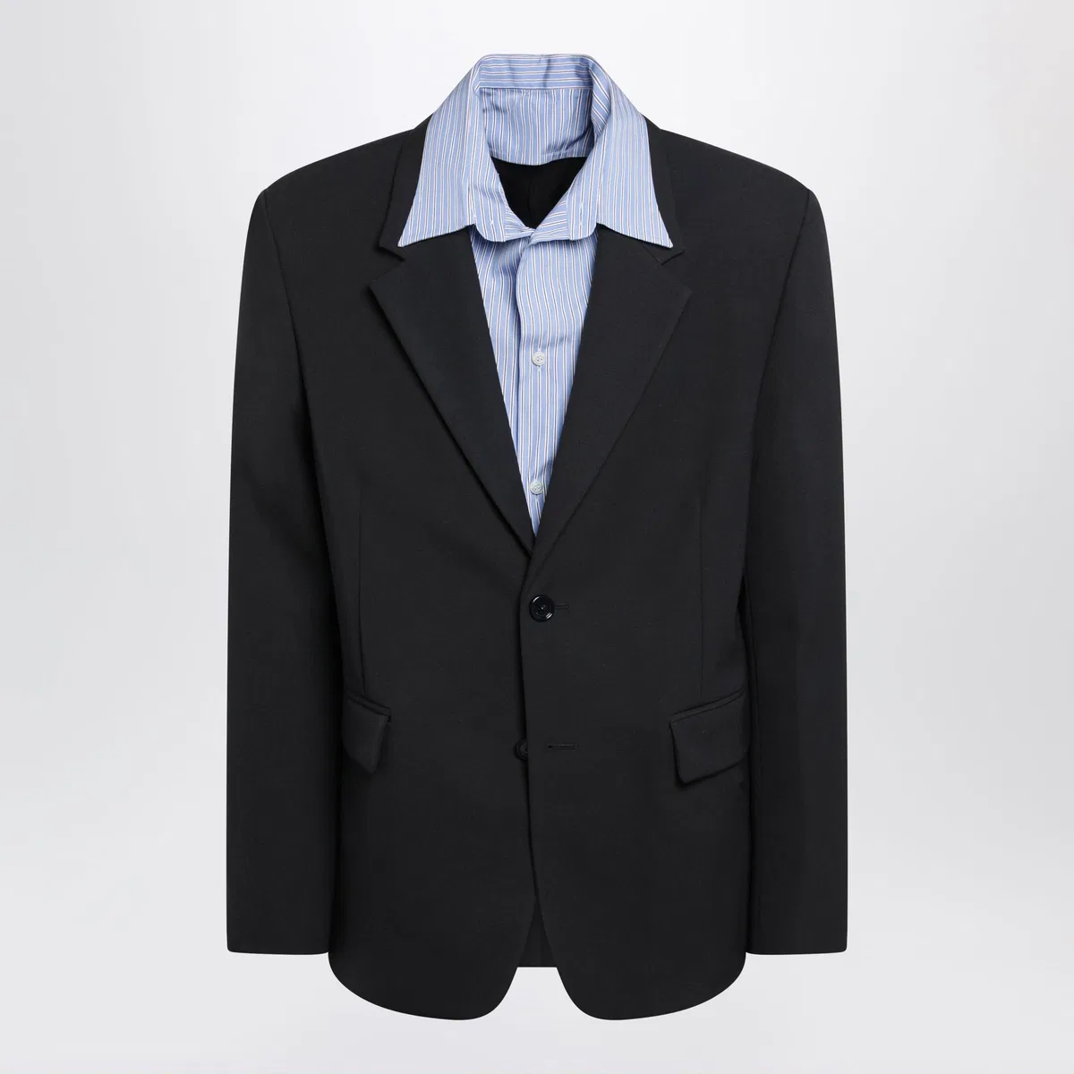 Balenciaga Dark Blue Hybrid Overshirt In Wool Twill
