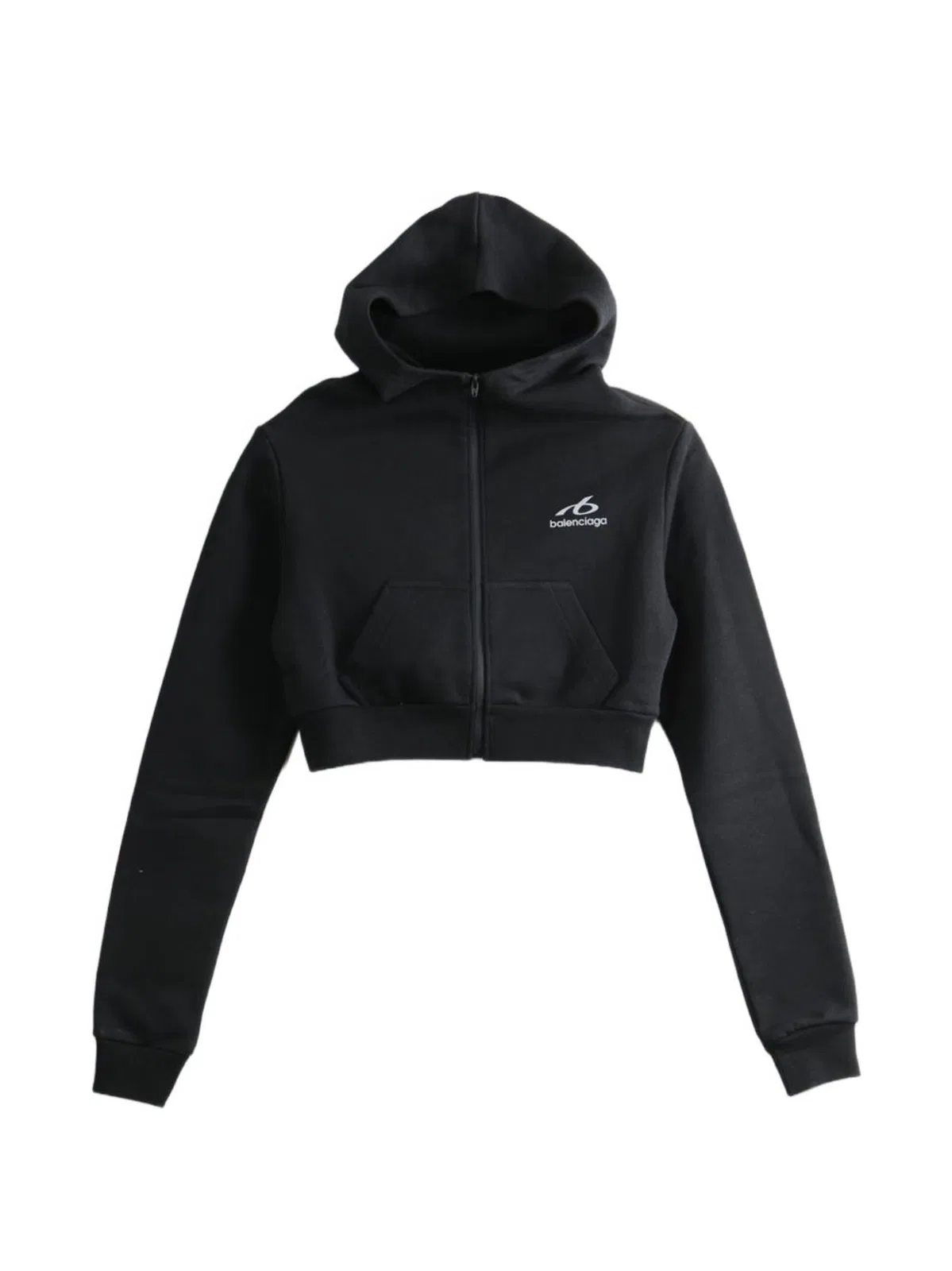 Balenciaga Cropped Hoodie With Zip And Hood