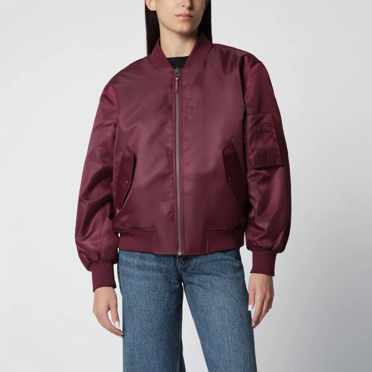 Anine bing Leon Zipup Bomber Jacket In Burgundy