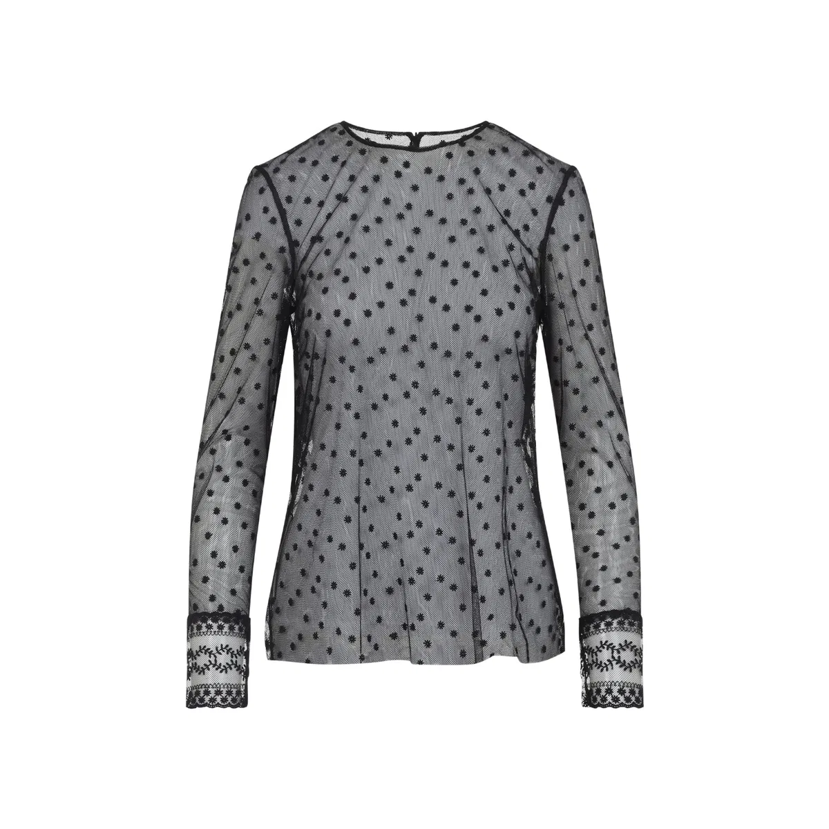 Alberta Ferreti Black L/S Pois Tulle Top