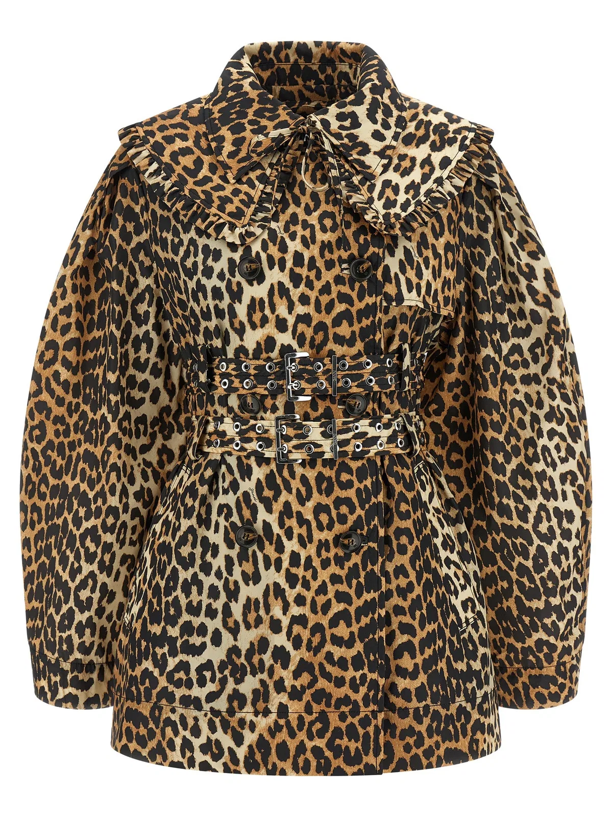 Ganni 'Leopard Duchesse Nylon Short' Trench Co