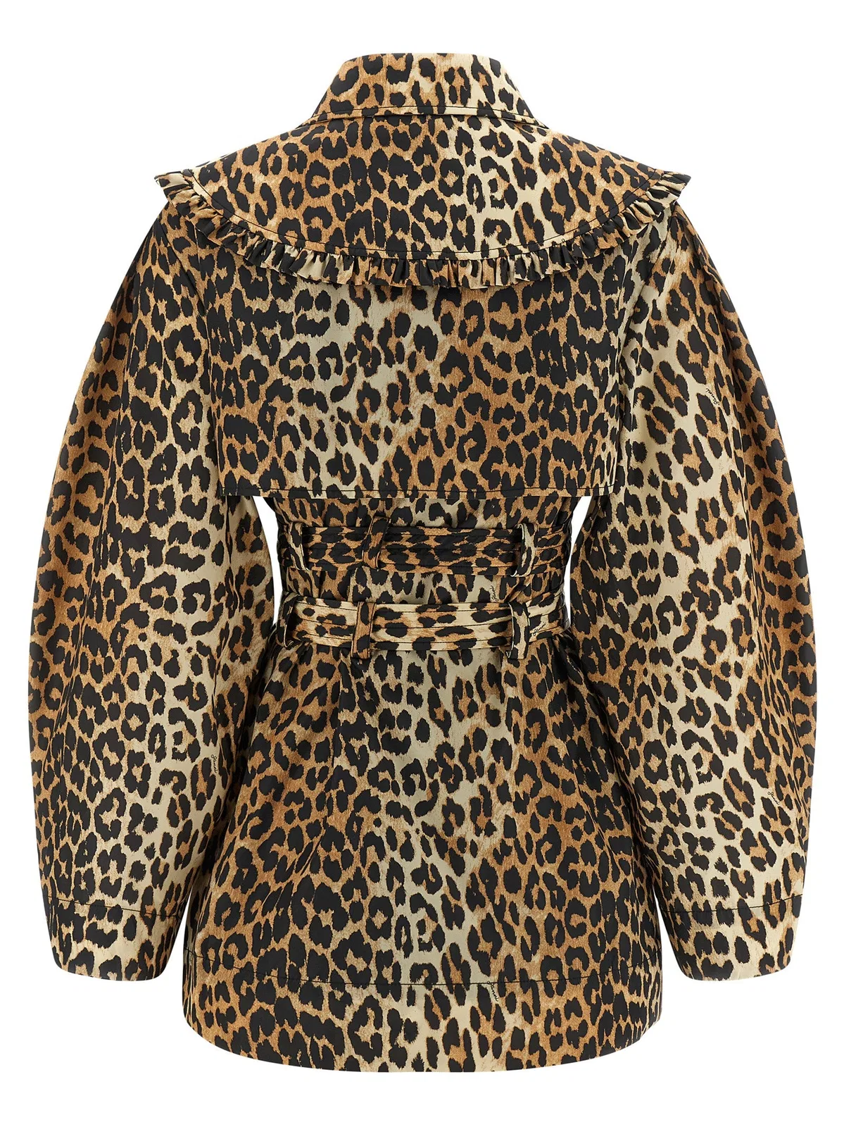 Ganni 'Leopard Duchesse Nylon Short' Trench Co