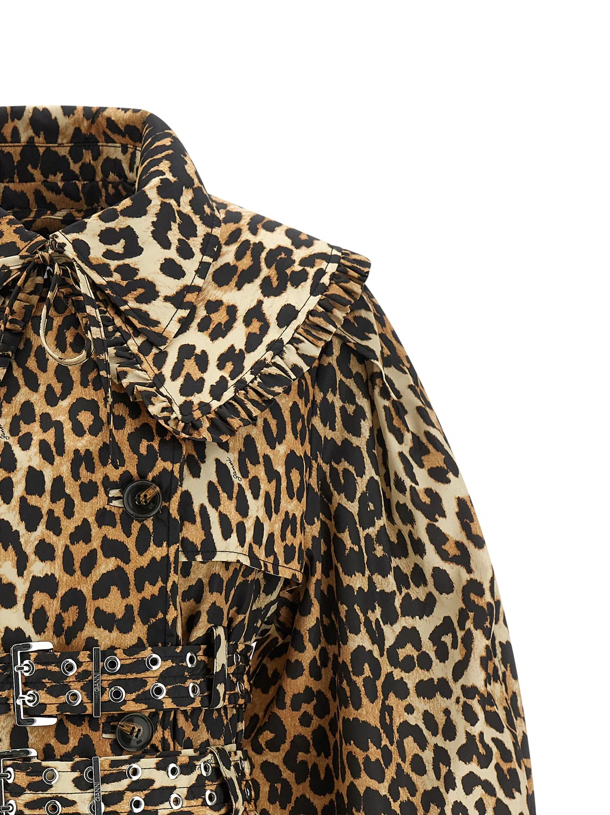 Ganni 'Leopard Duchesse Nylon Short' Trench Co