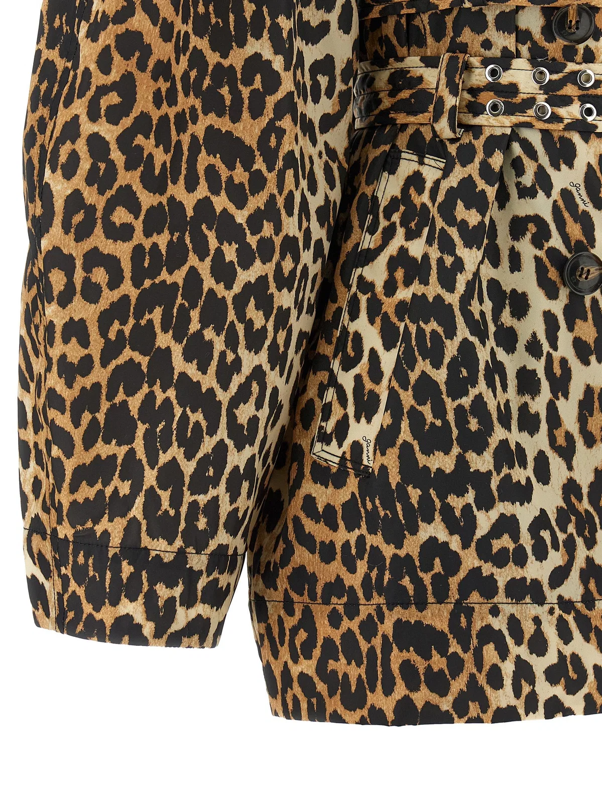 Ganni 'Leopard Duchesse Nylon Short' Trench Co
