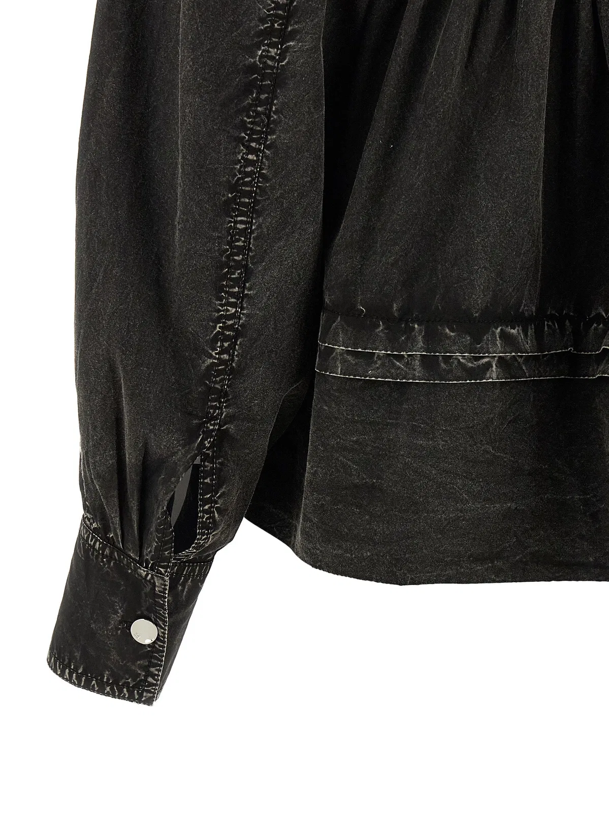 Ganni 'Black Washed Frill' Blouse