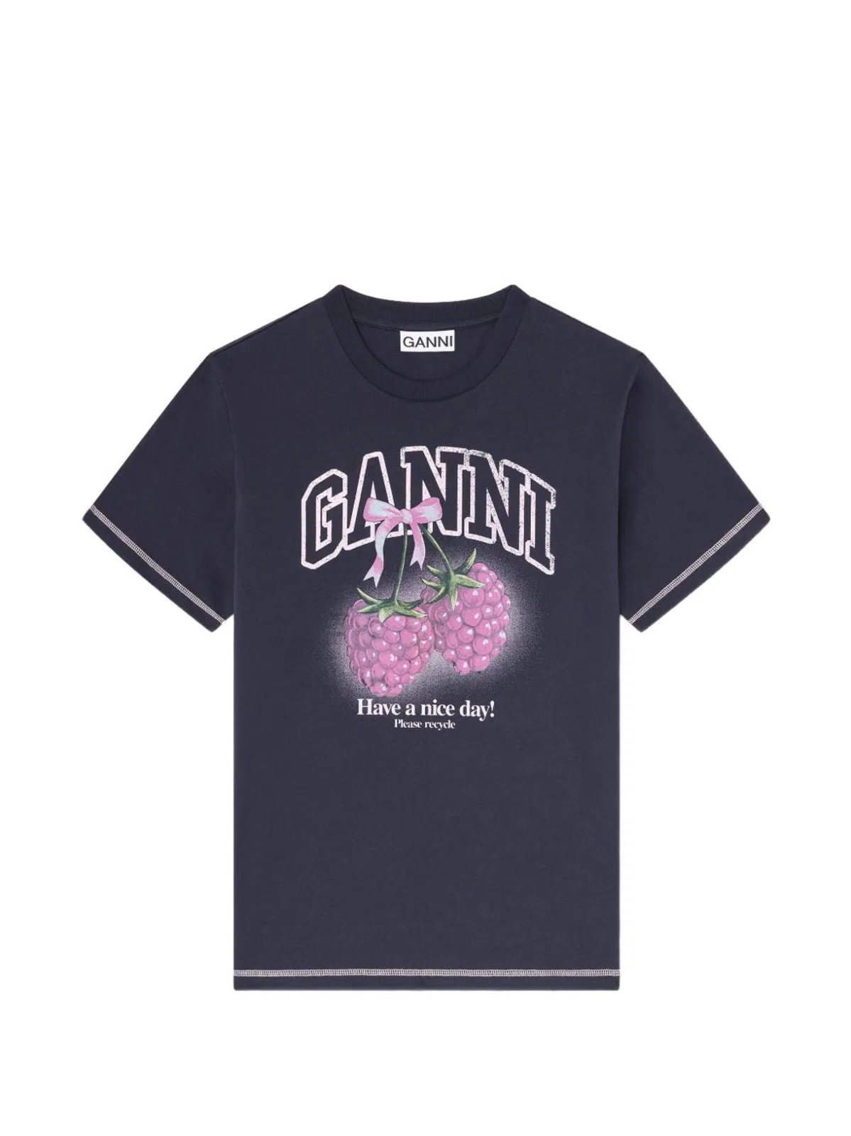 Ganni Raspberry Cotton T-Shirt
