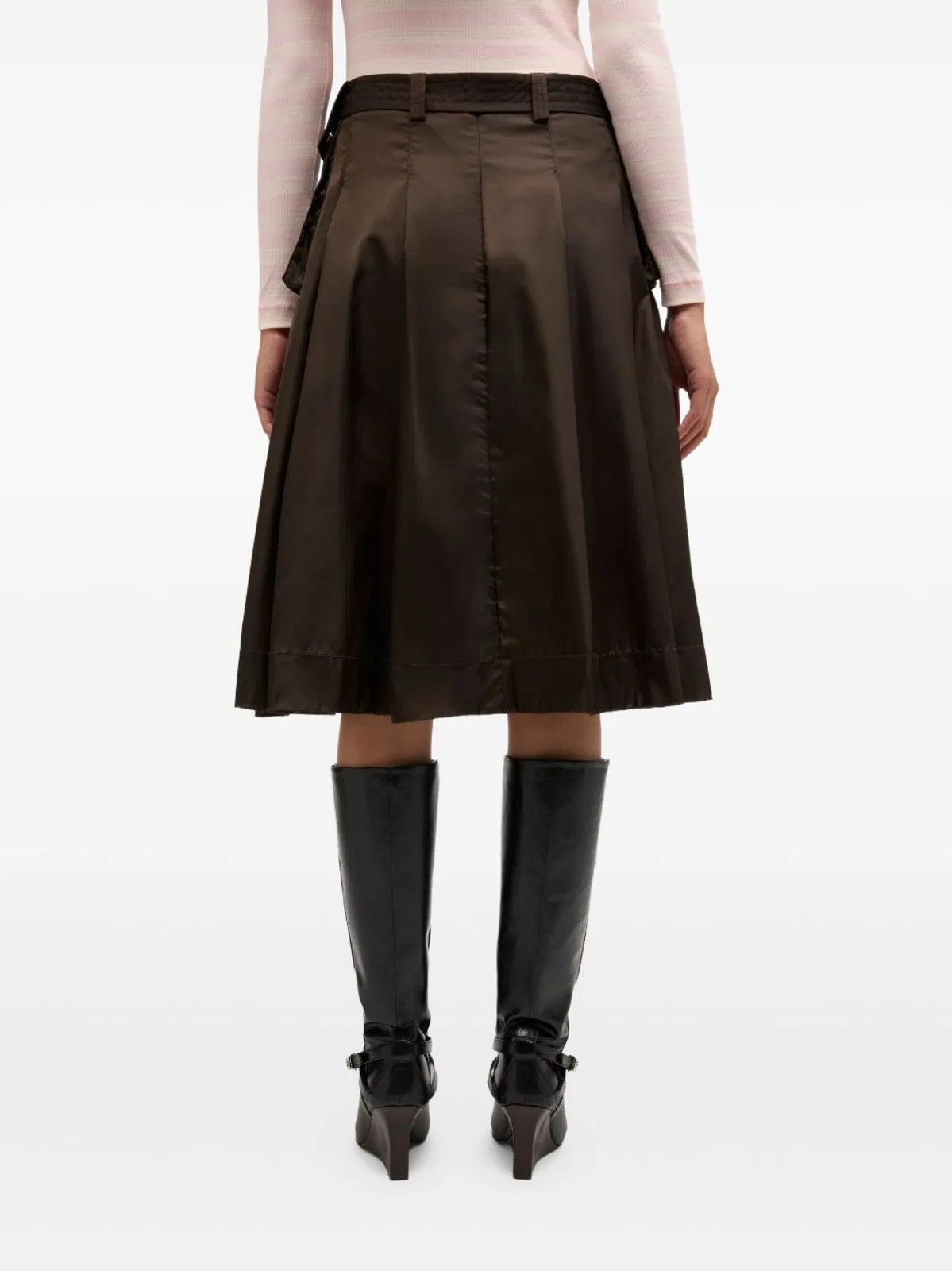 Ganni Chocolate Duchesse Skirt With Belt
