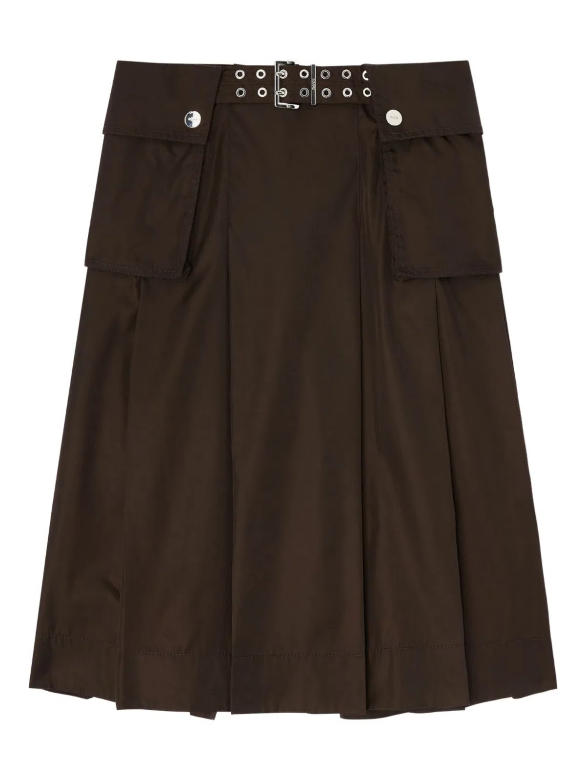 Ganni Chocolate Duchesse Skirt With Belt