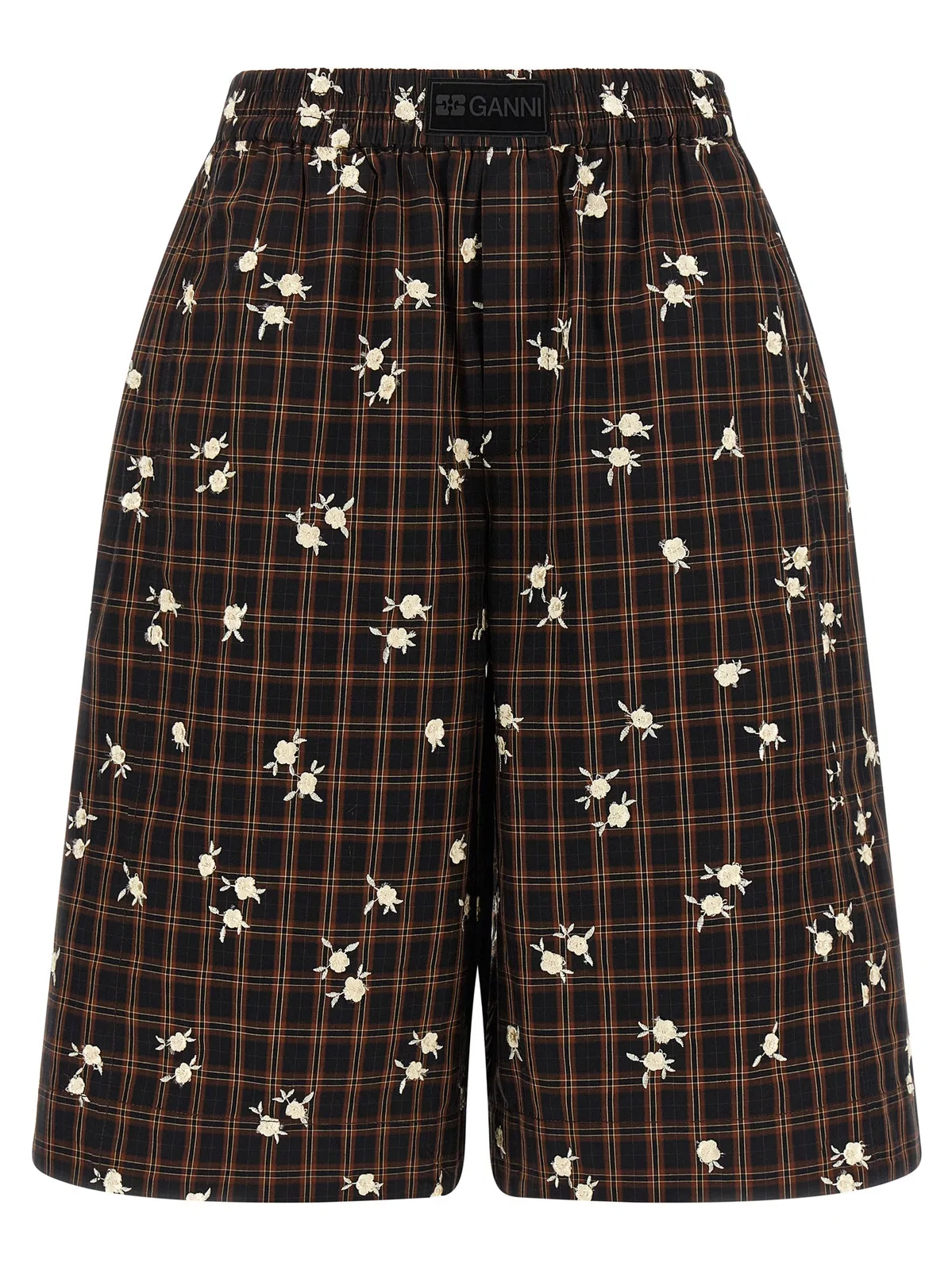 Ganni 'Check Flower' Bermuda Shorts