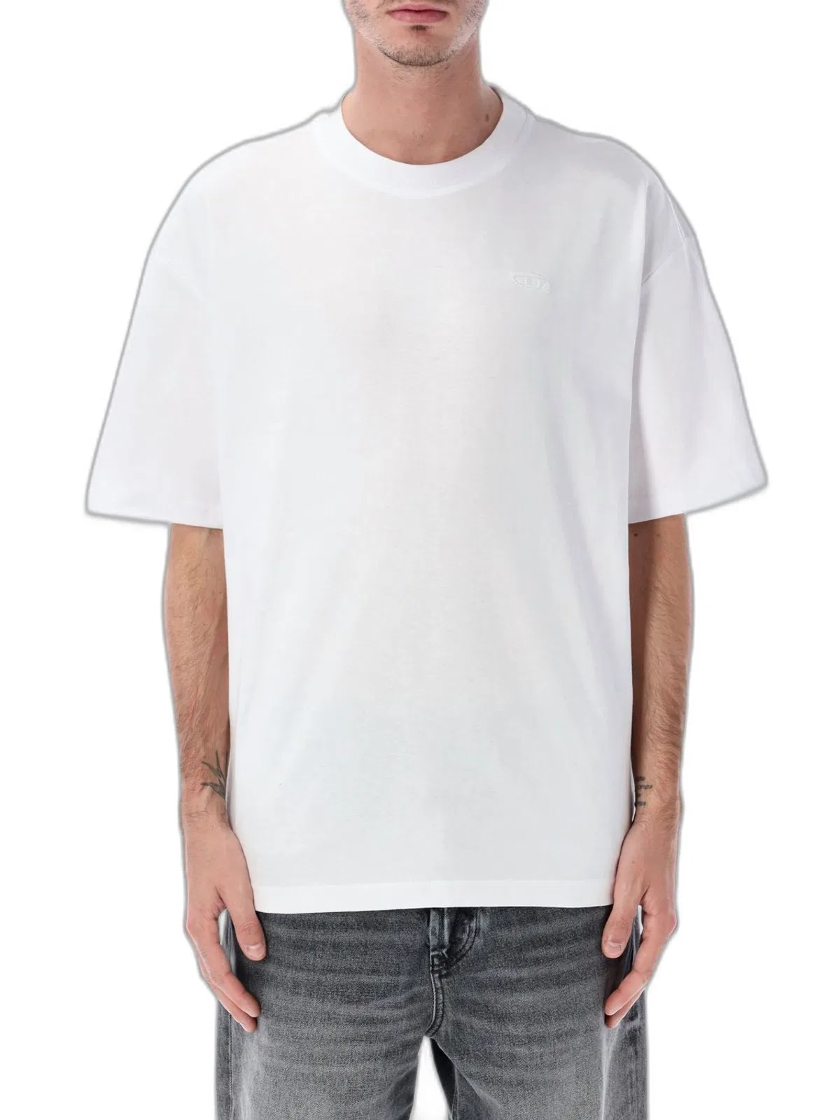 Diesel White Cotton T Boggy Megoval