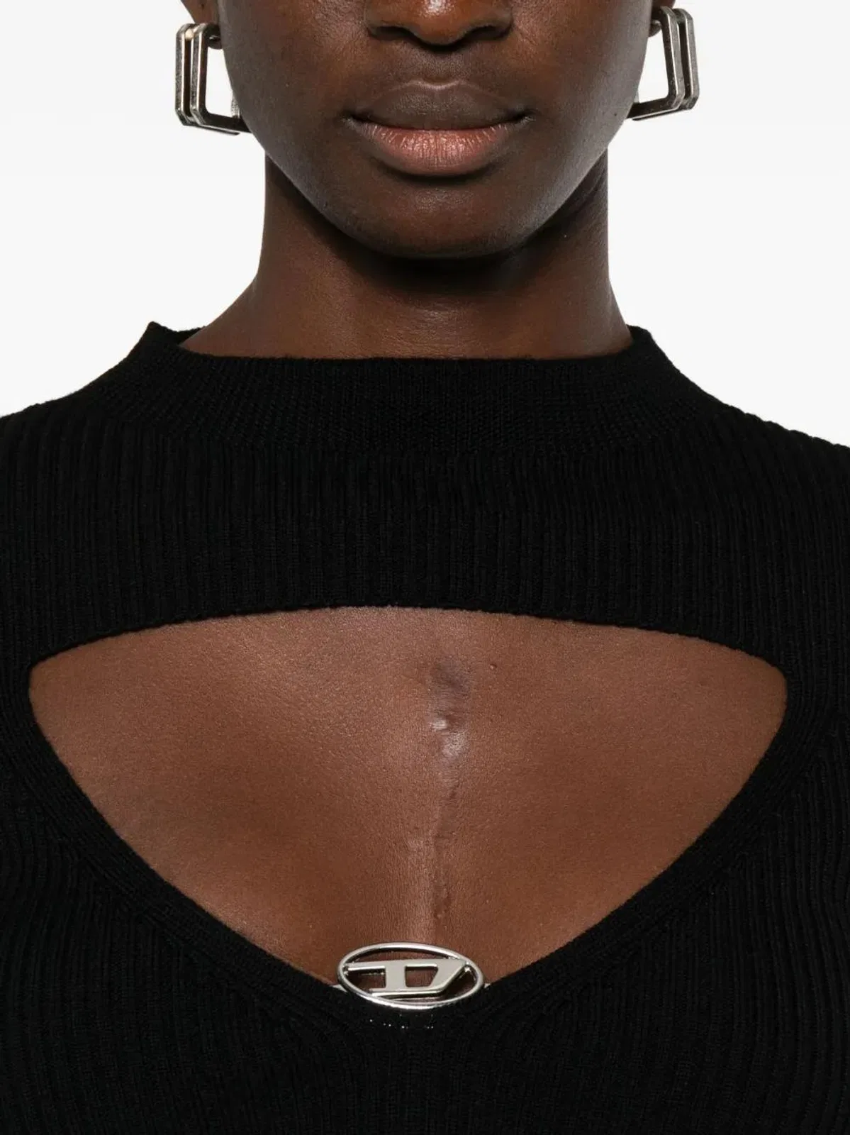 Diesel Ribbed Top With Keyhole Neckline