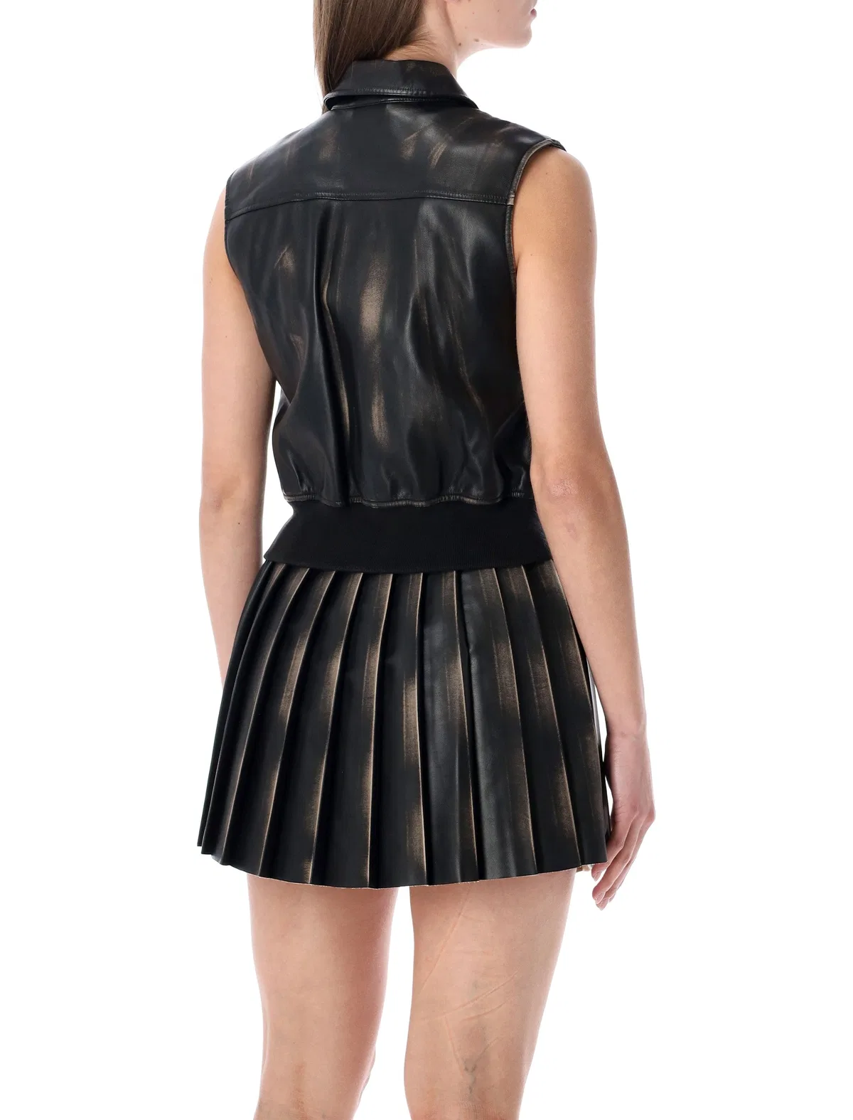 Diesel Black Sleeveless Faux-Leather Jacket