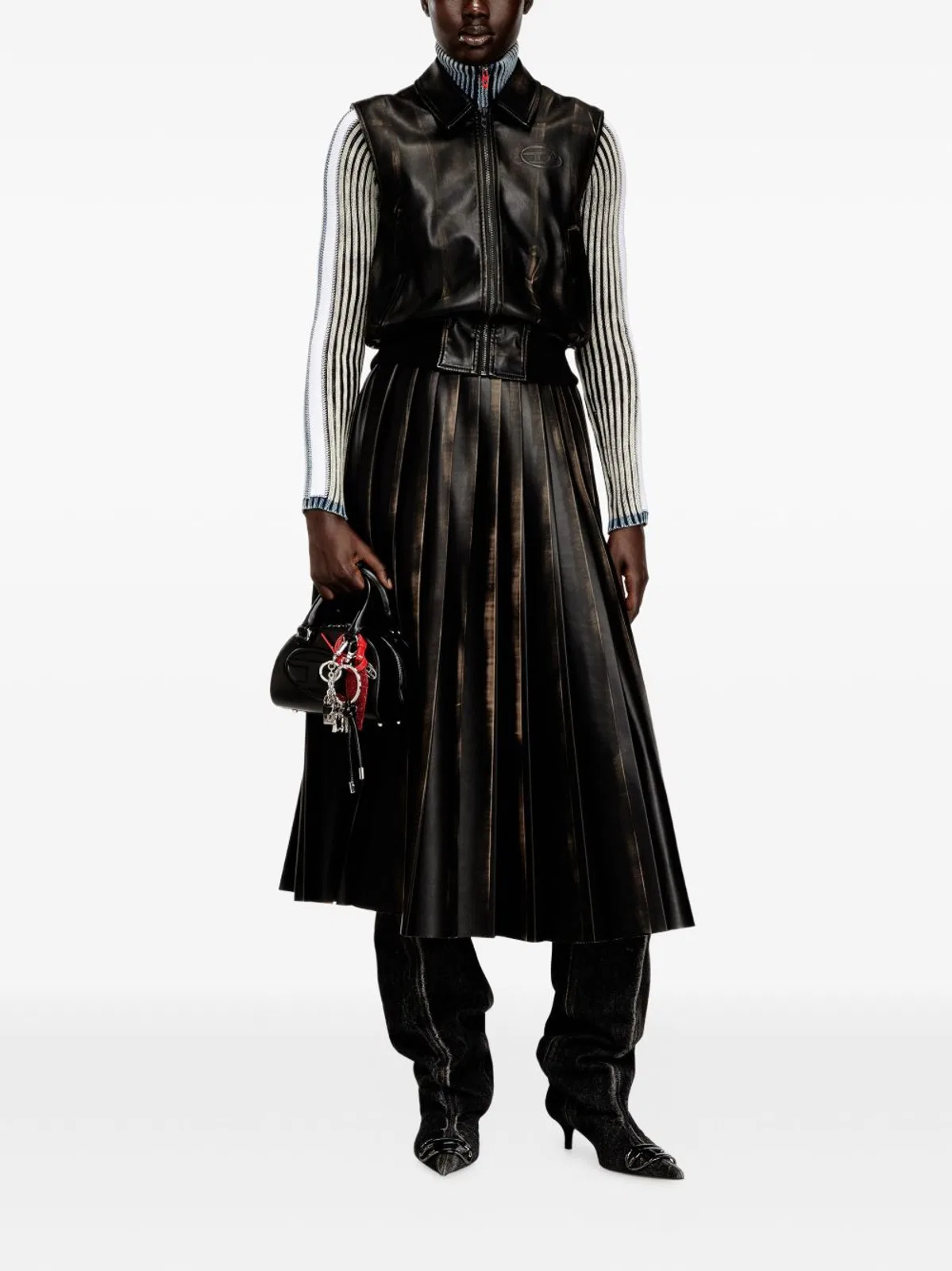 Diesel Black Sleeveless Faux-Leather Jacket