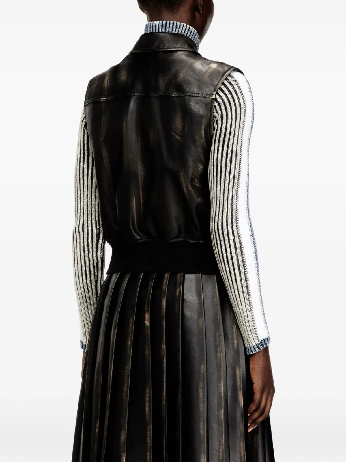 Diesel Black Sleeveless Faux-Leather Jacket