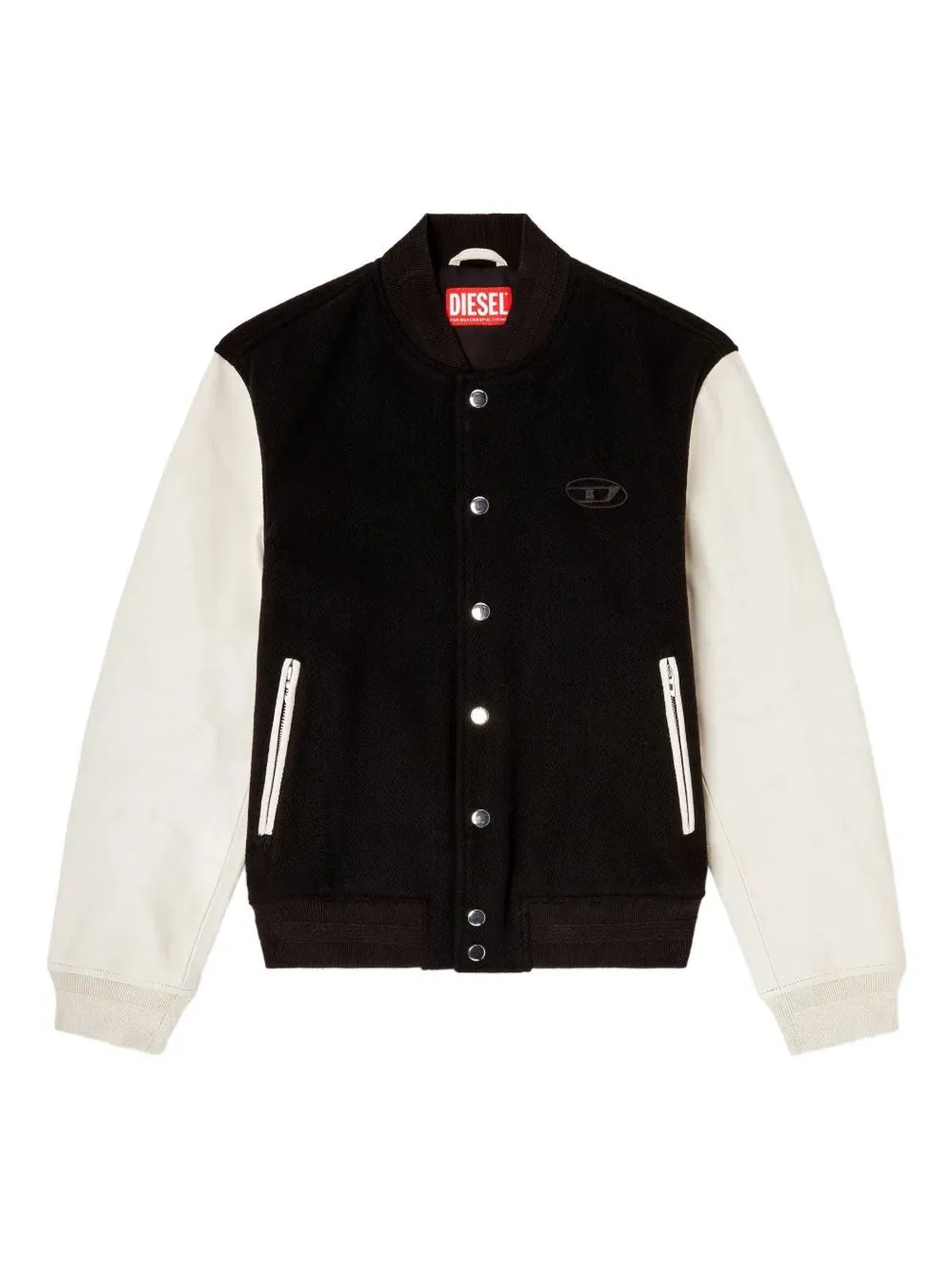 Diesel Black Colour Block Leather Jacket