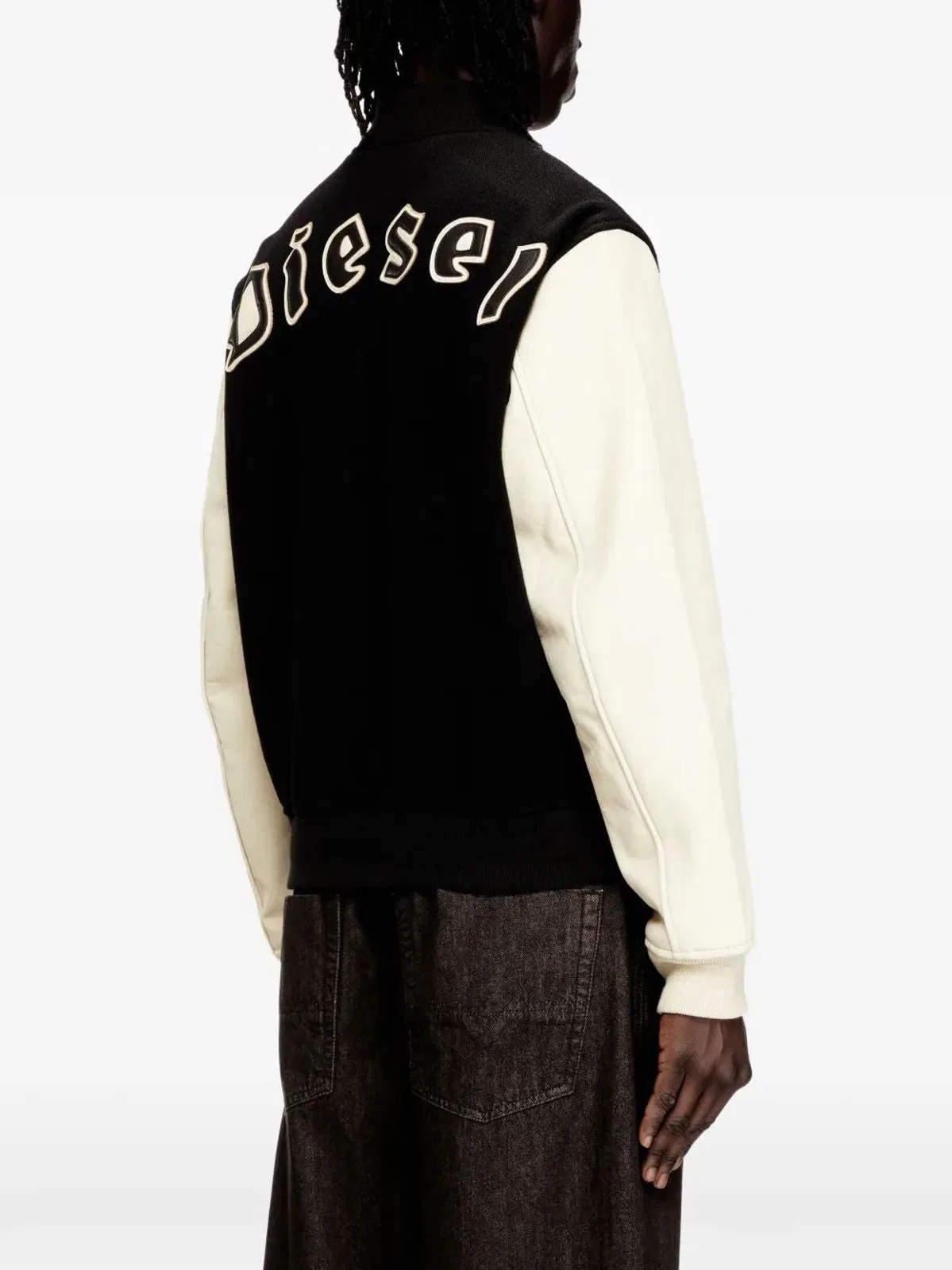 Diesel Black Colour Block Leather Jacket