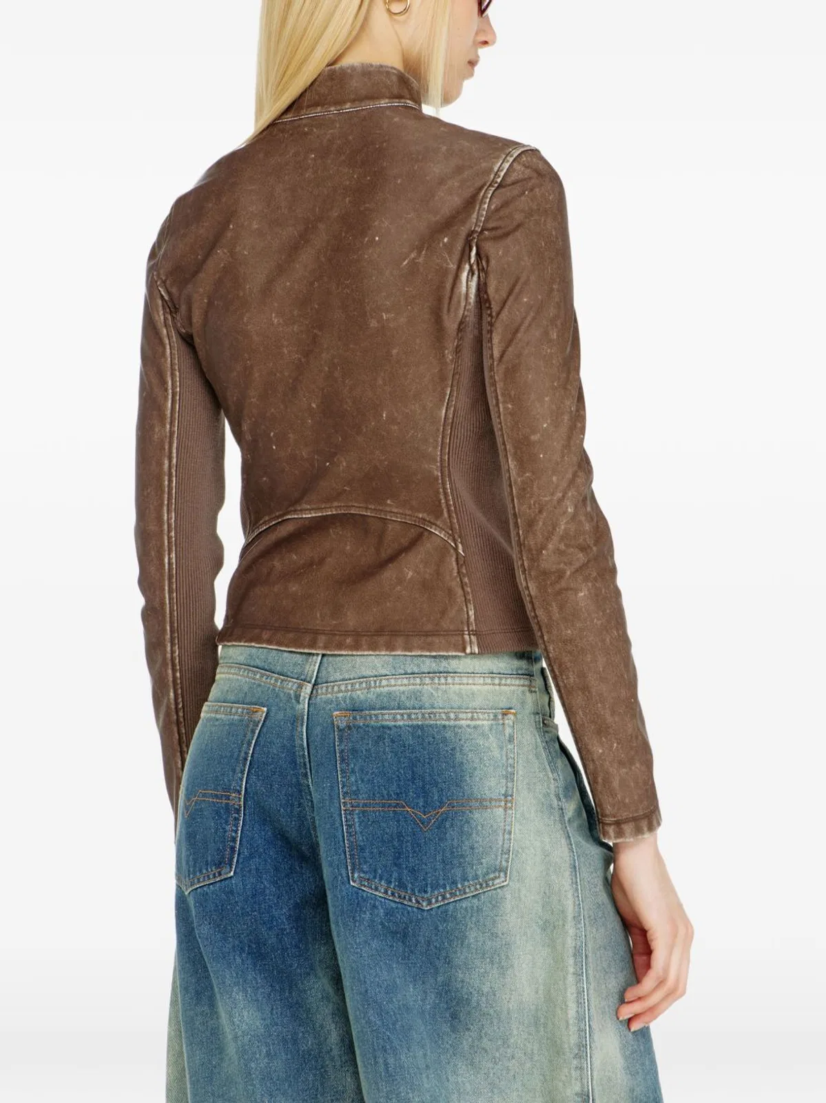 Diesel Biker Jacket With Ribbed Knit Inserts