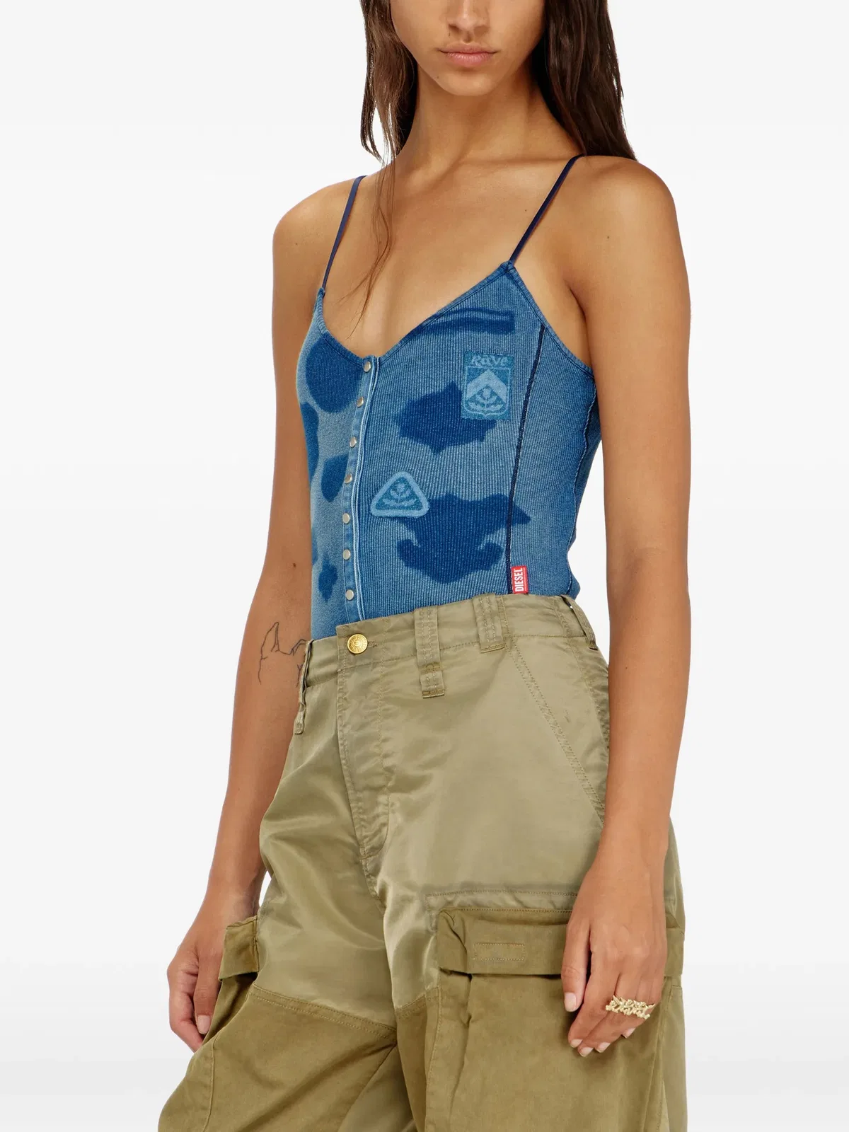 Diesel Bodysuit In Ribbed Jersey With Shadow-Pa