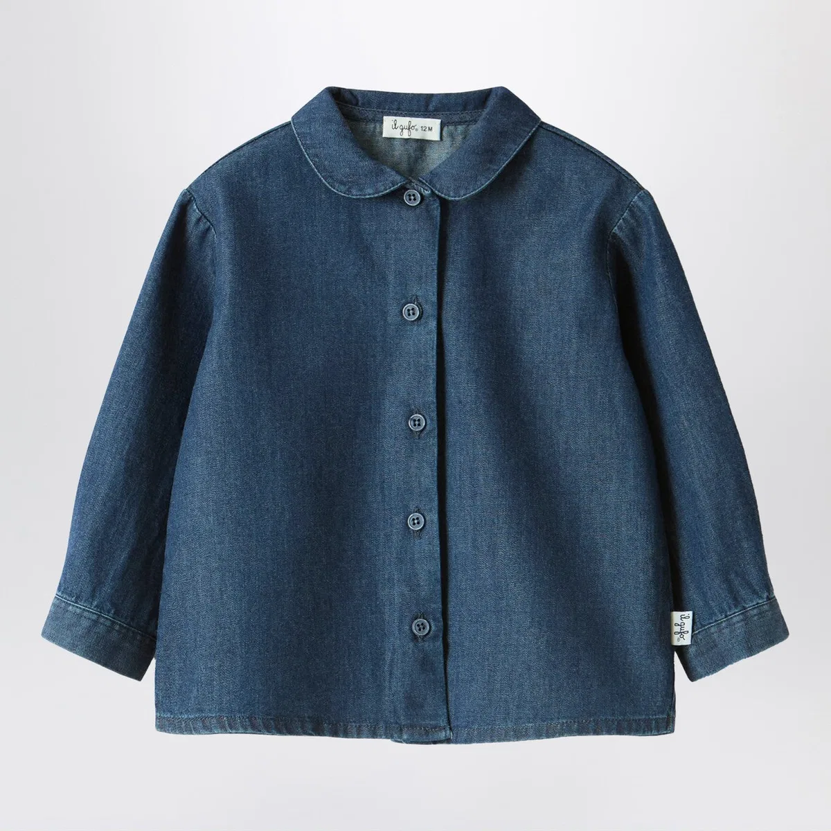 Il Gufo Baby Shirt In Blue Denim