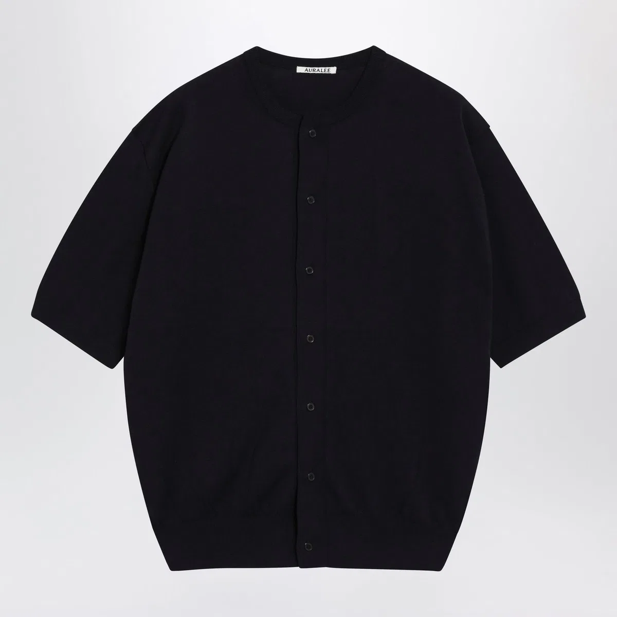 Auralee Navy Blue Cotton Buttonup Sweater