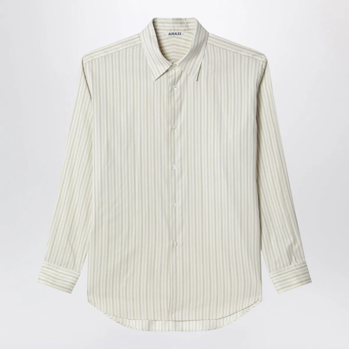 Auralee Ivory Striped Cotton And Silk Shirt