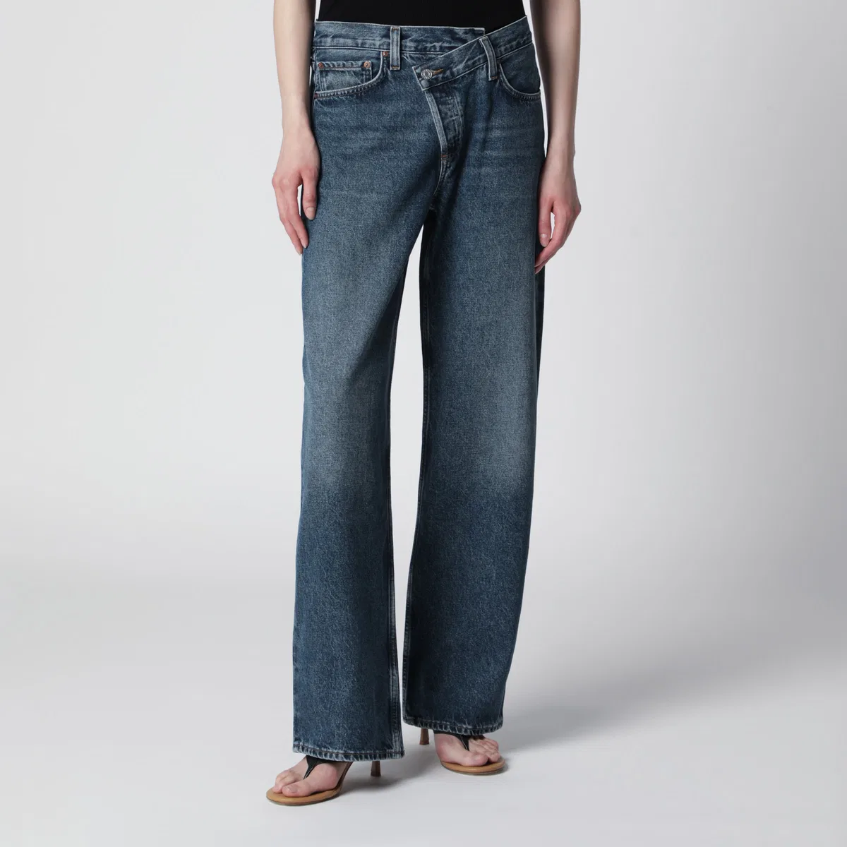 Agolde Arc Criss Cross Jeans In Dark Indigo Den