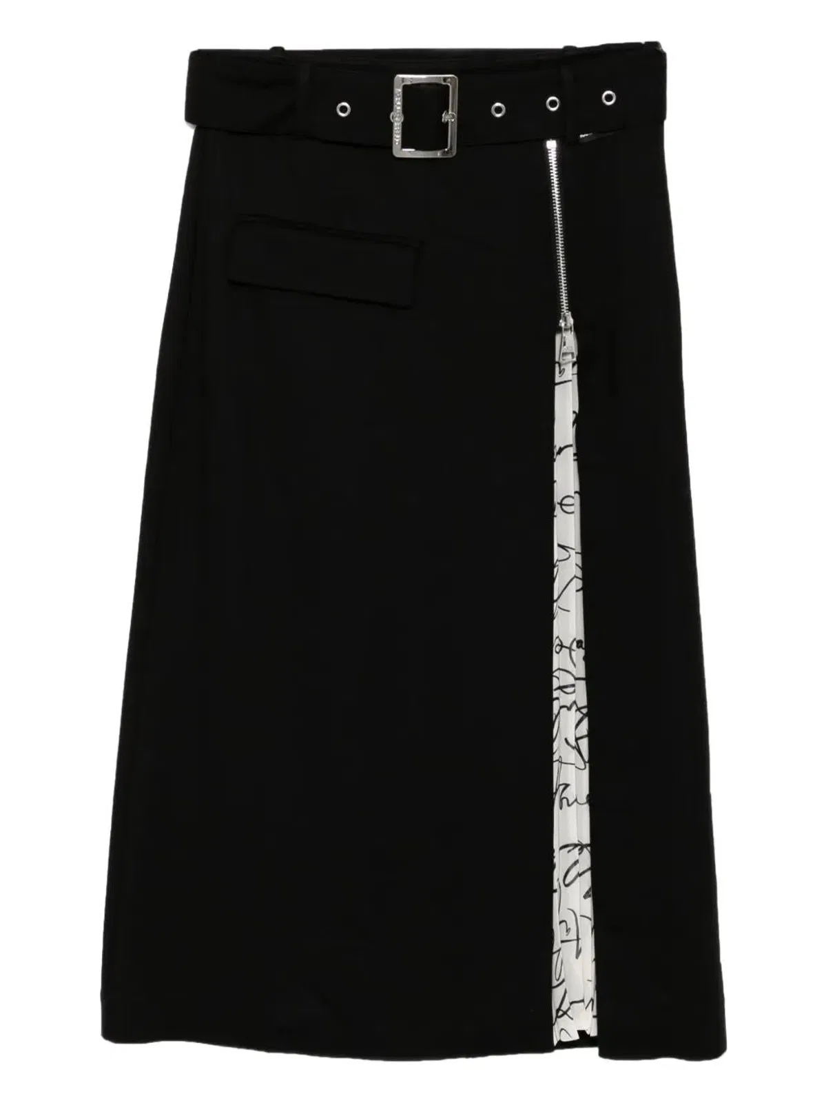 Karl Lagerfeld Black Viscose Pleated Panel Skirt