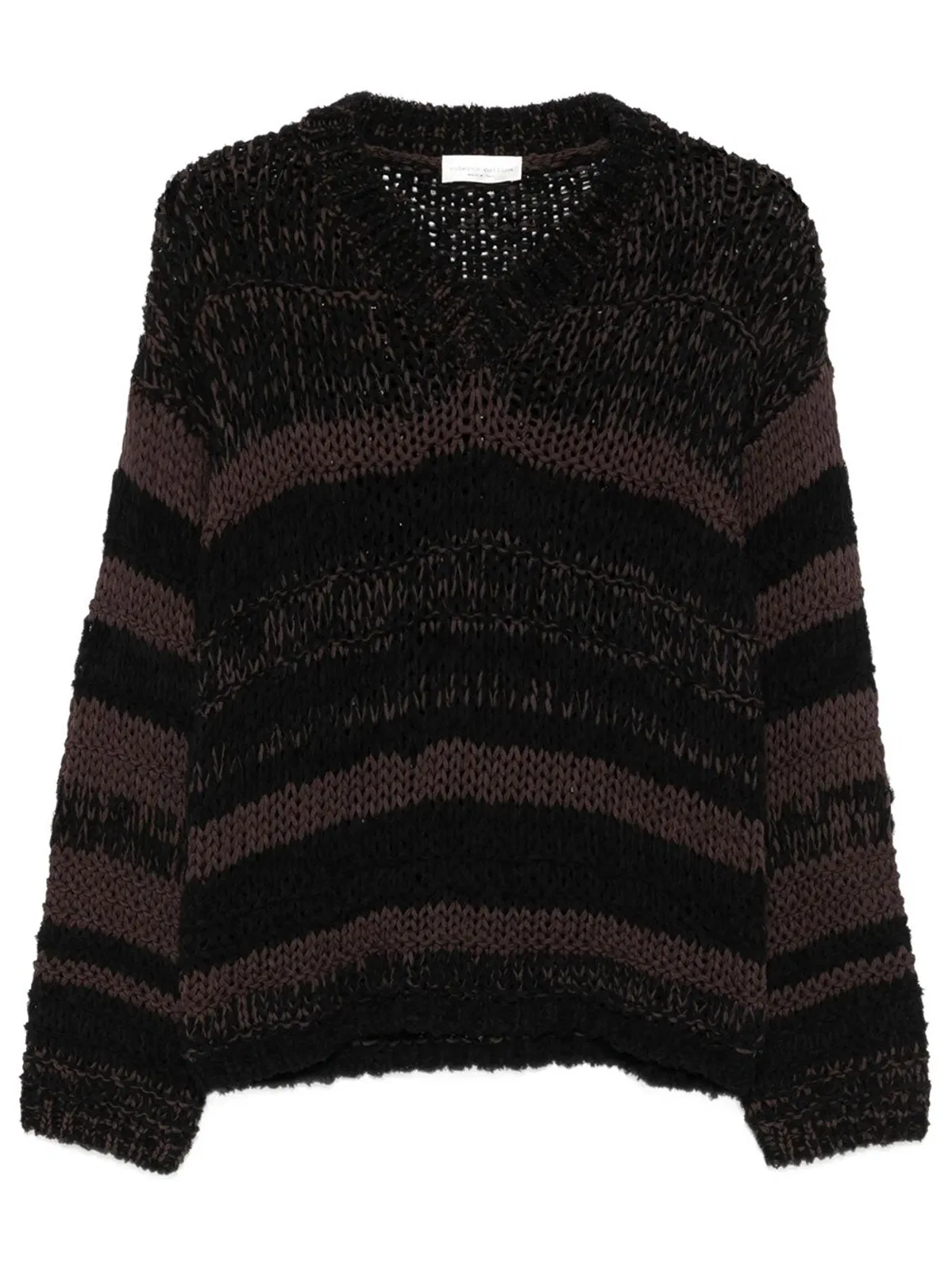 Roberto collina Chunky-Knit V-Neck Striped Sweater