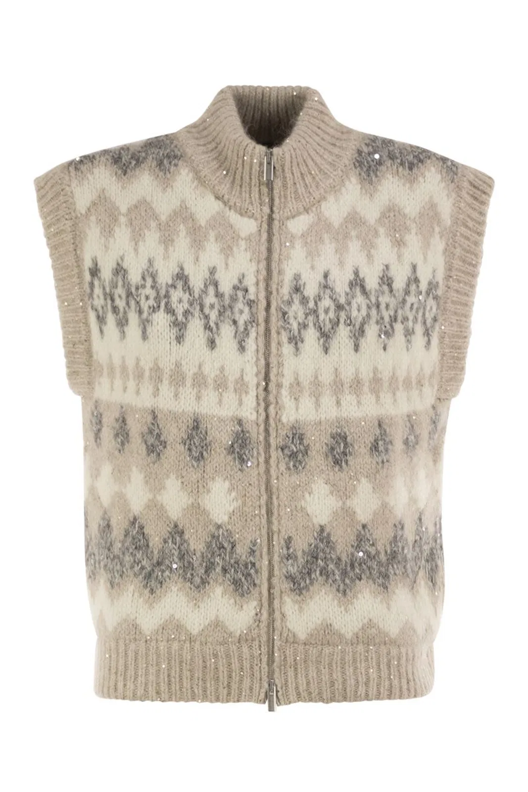 Peserico Jacquard Knitted Gilet In Alpaca Blend W
