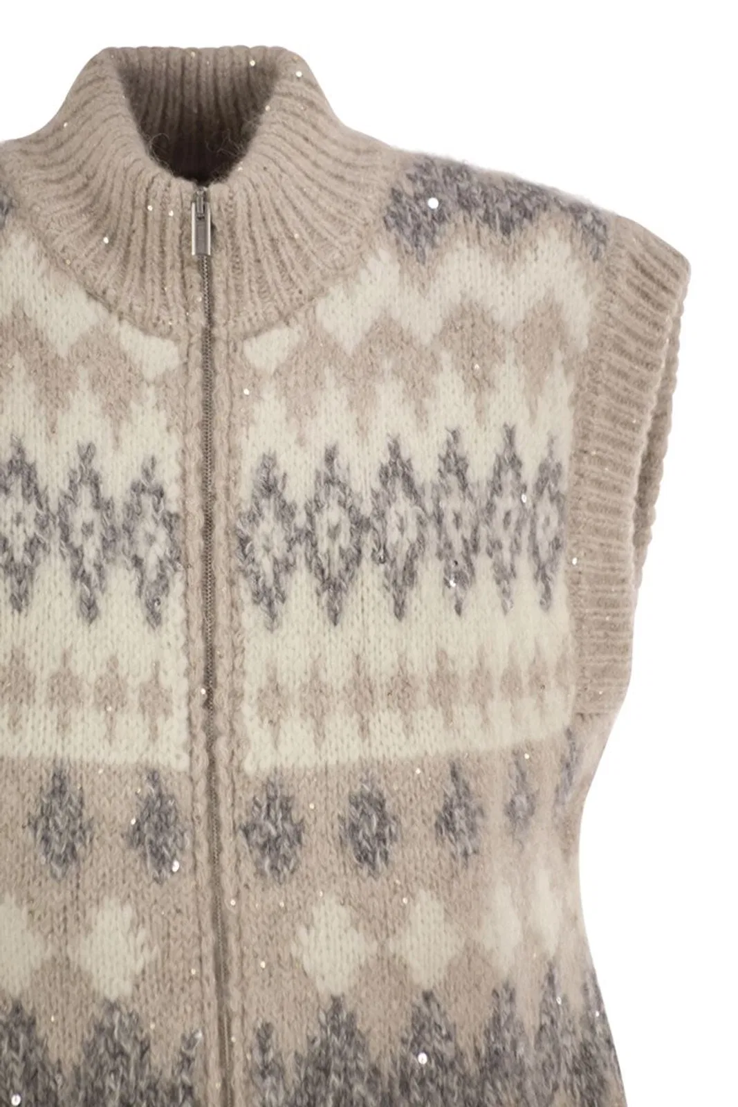 Peserico Jacquard Knitted Gilet In Alpaca Blend W