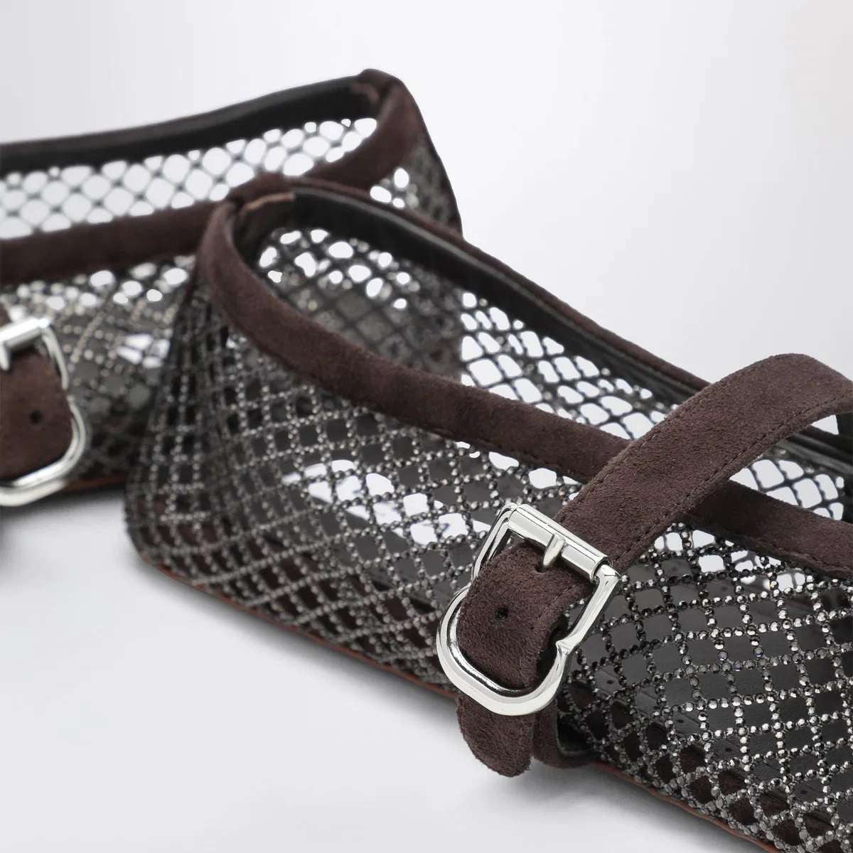 Alaïa Alaia Flat Rhinestone Mesh Ballerinas In