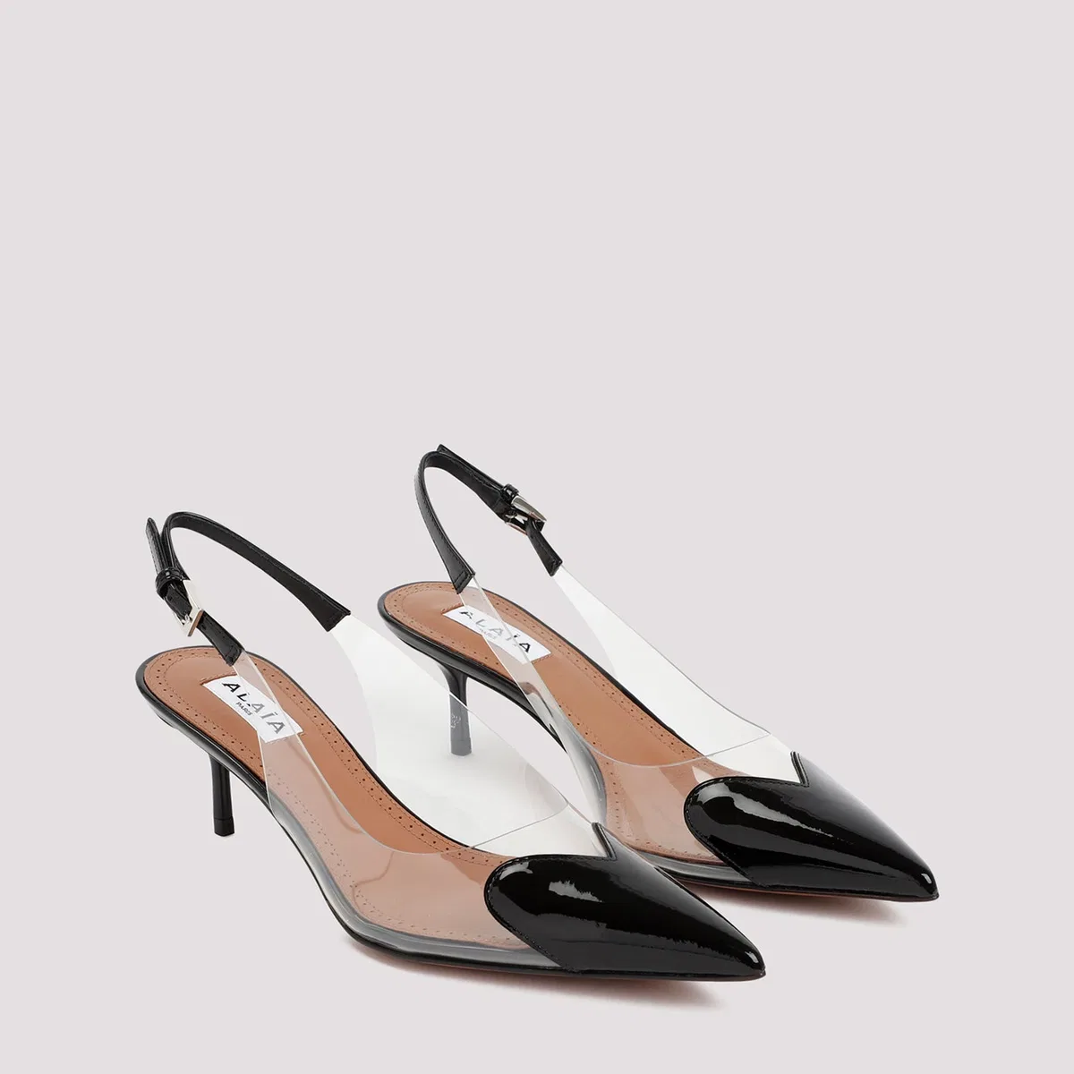 Alaïa Alaia Black Heart Mules In Patent Calfsk