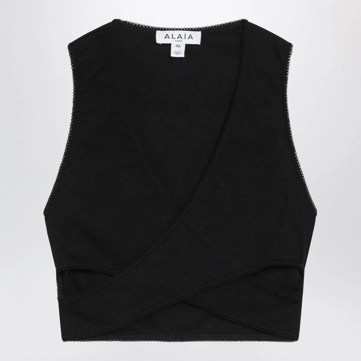 Alaïa Alaia Black Cottonblend Wrap Top