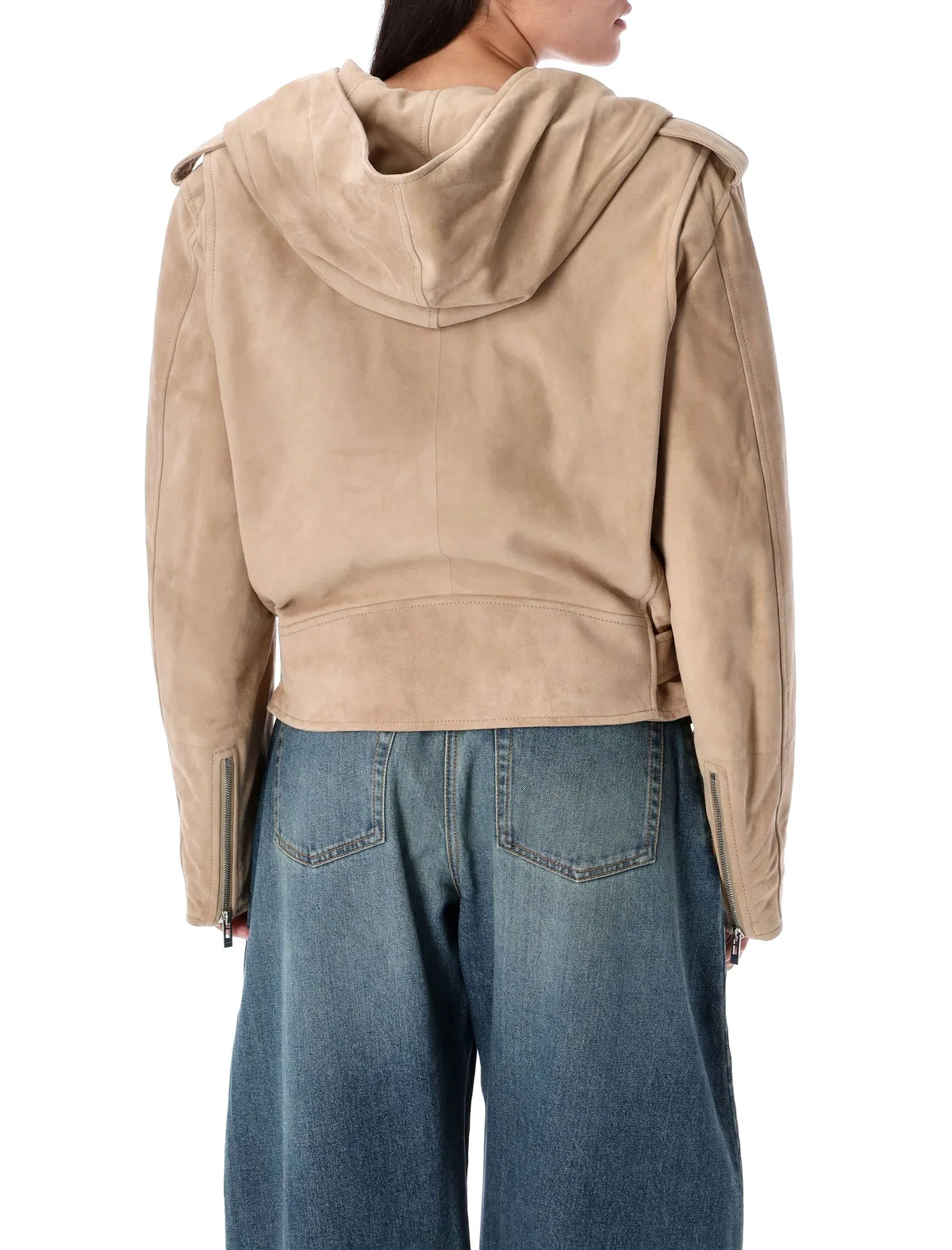 Alaïa Alaia Suede Hooded Biker Jacket