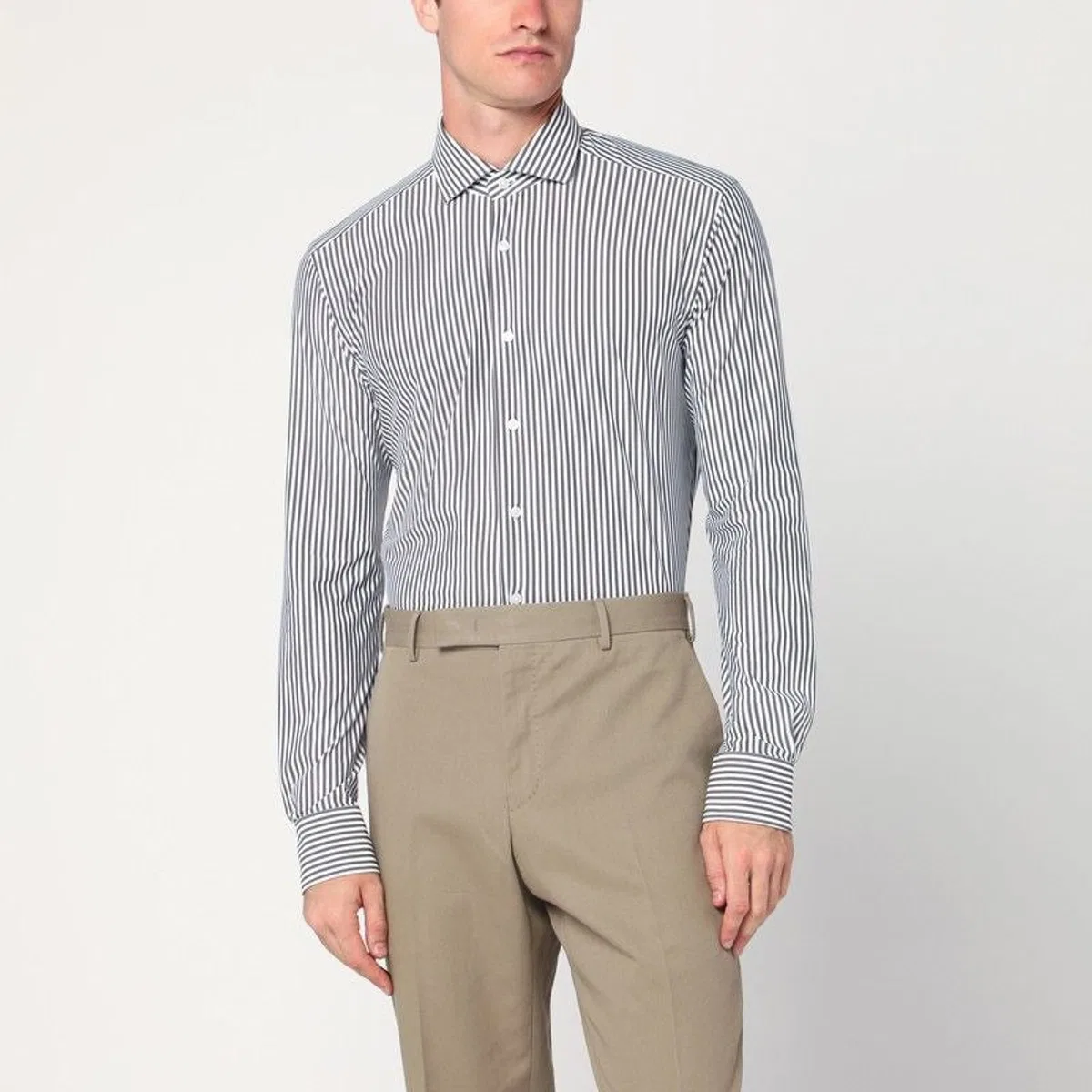 Xacus White Striped Active Twill Shirt