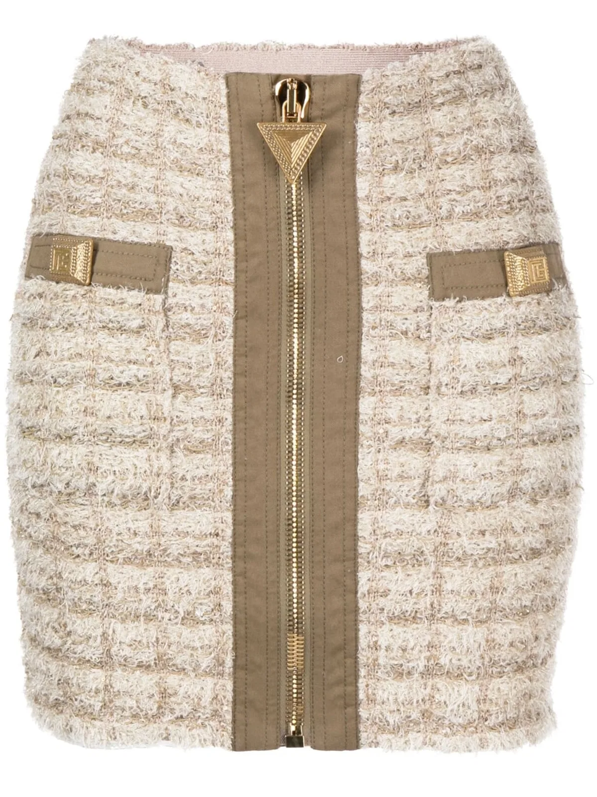 Balmain Nude Viscose Mini Skirt