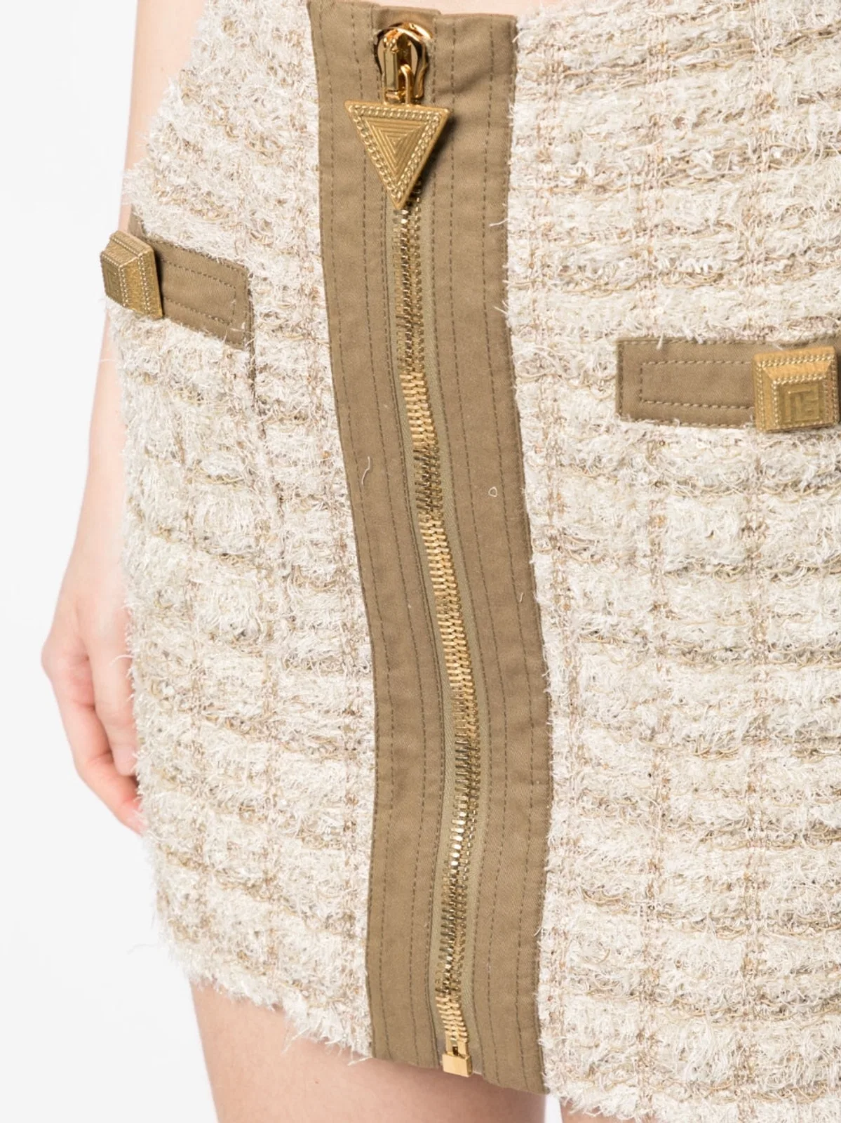 Balmain Nude Viscose Mini Skirt