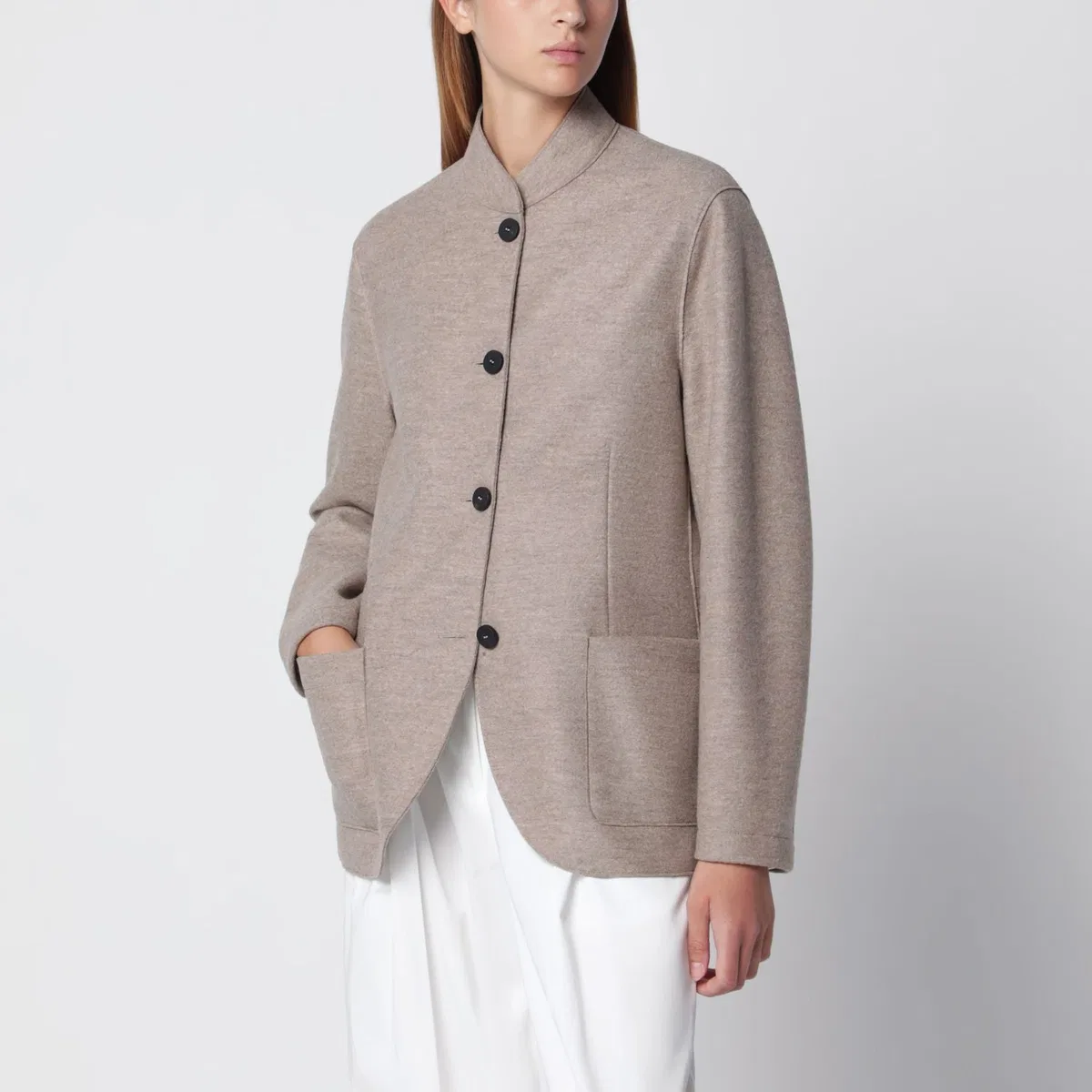 Harris Wharf London Beige Mélange Wool Jacket
