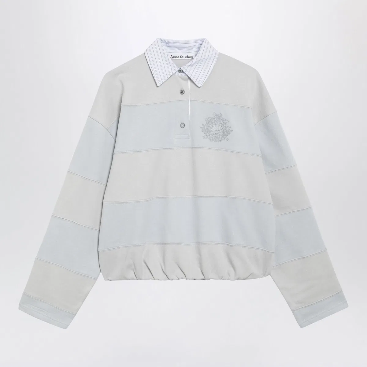 Acne Studios Light Blue/Gray Striped Polo Sweatshirt