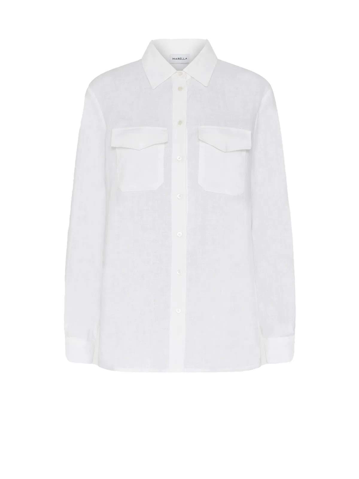 Marella White Long-Sleeved Shirt With Pockets