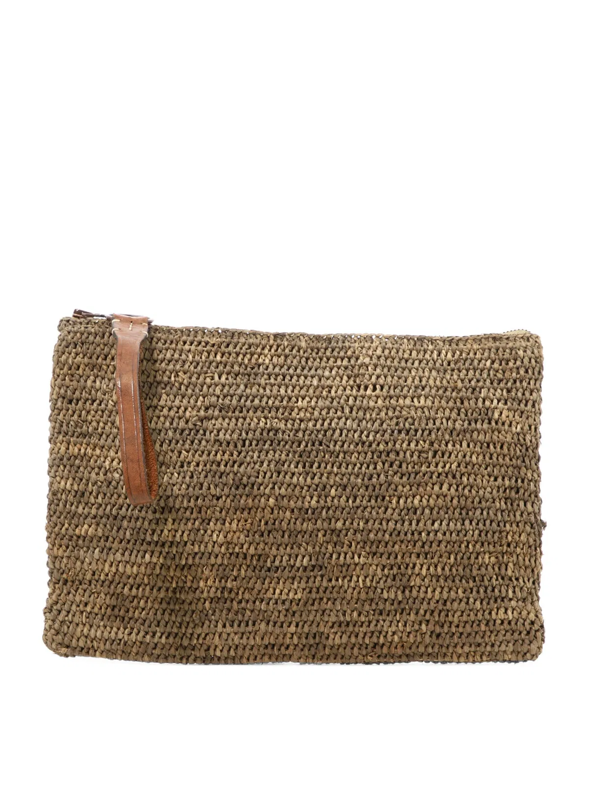 IBeliev Brown Raffia Leather Clutch